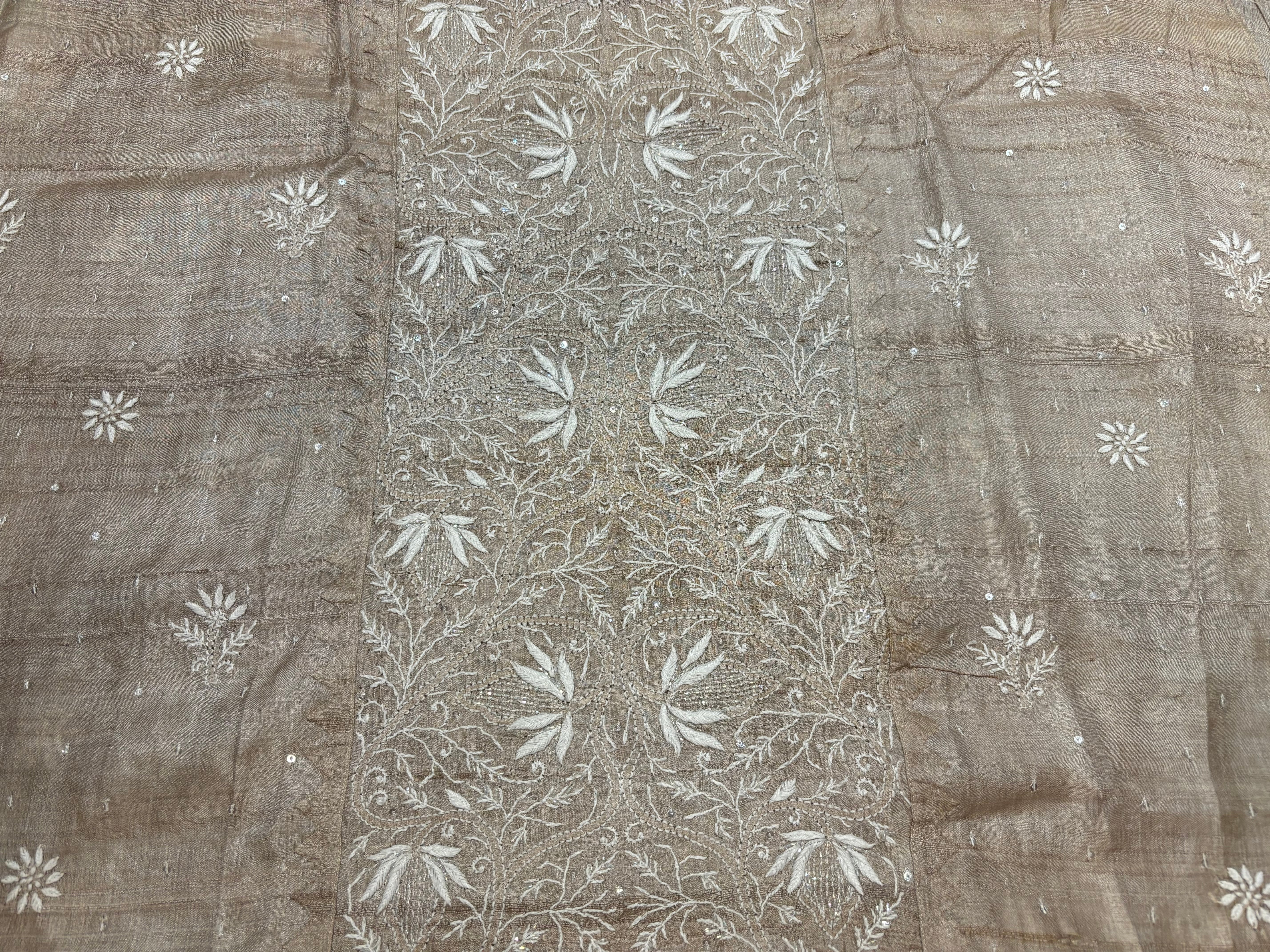 Hazelnut Silk Chikankari Kurta and Dupatta