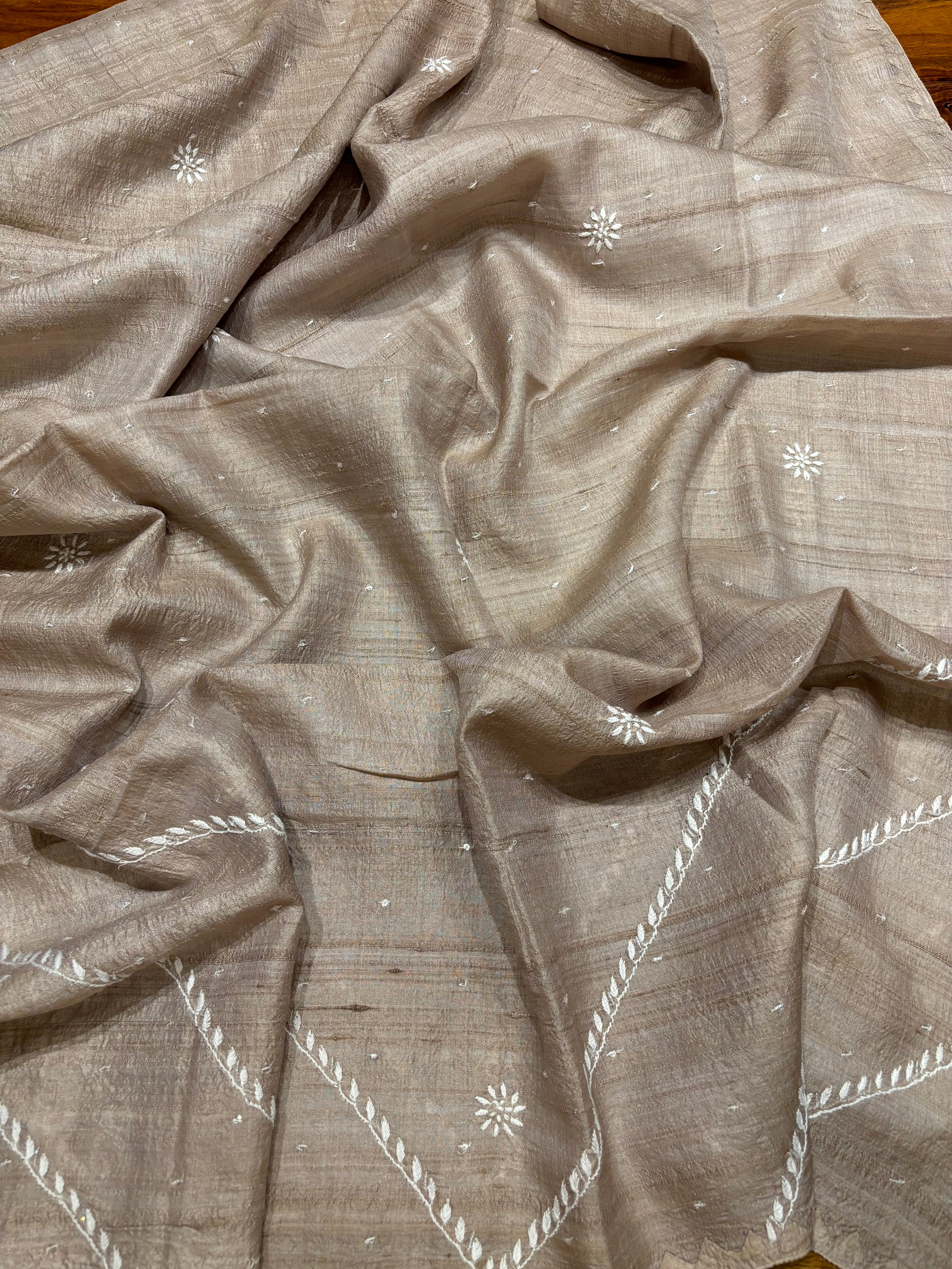 Hazelnut Silk Chikankari Kurta and Dupatta