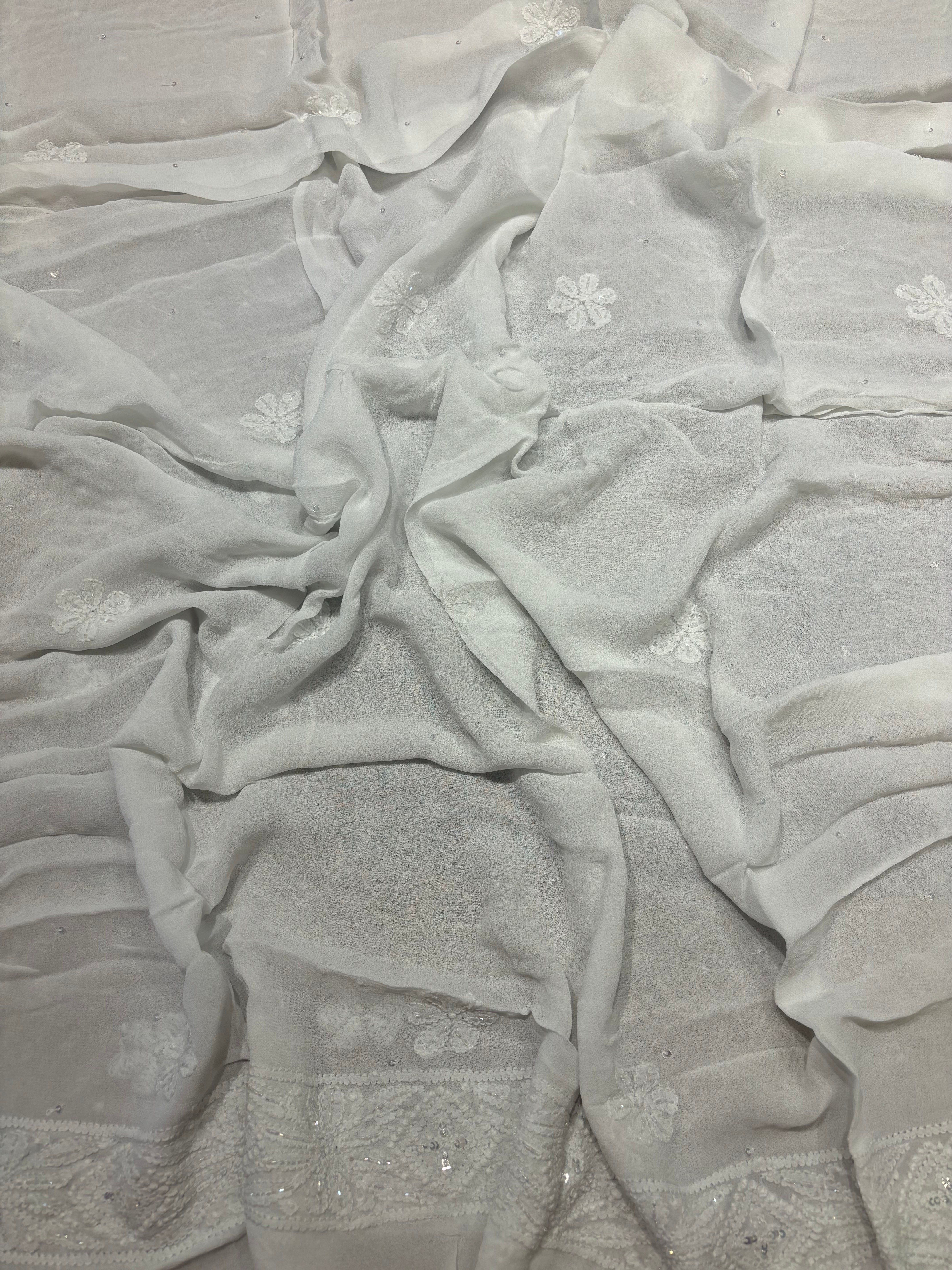 Dyeable Georgette Chikankari Anarkali & Dupatta