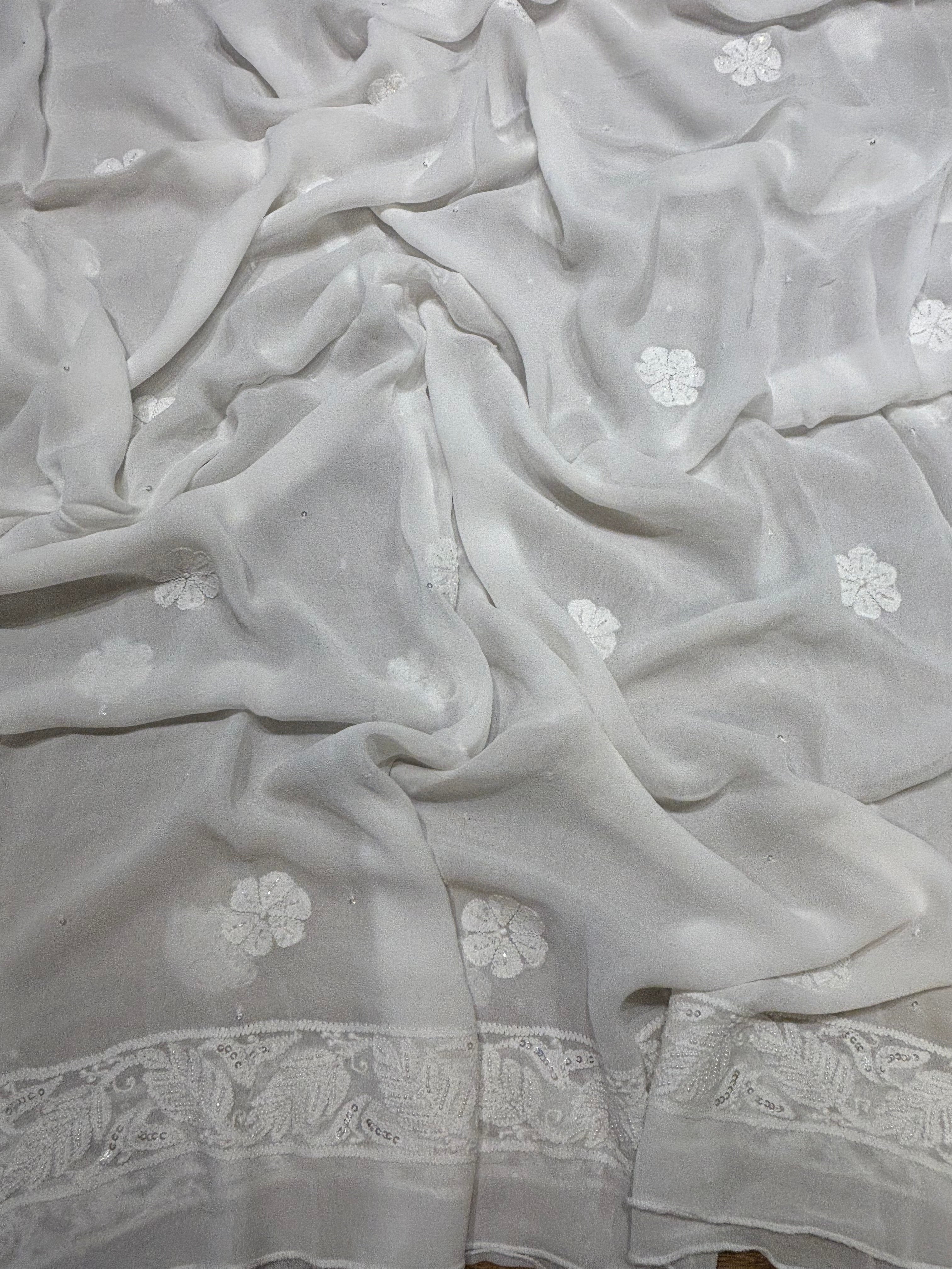 Dyeable Georgette Chikankari Anarkali and Dupatta