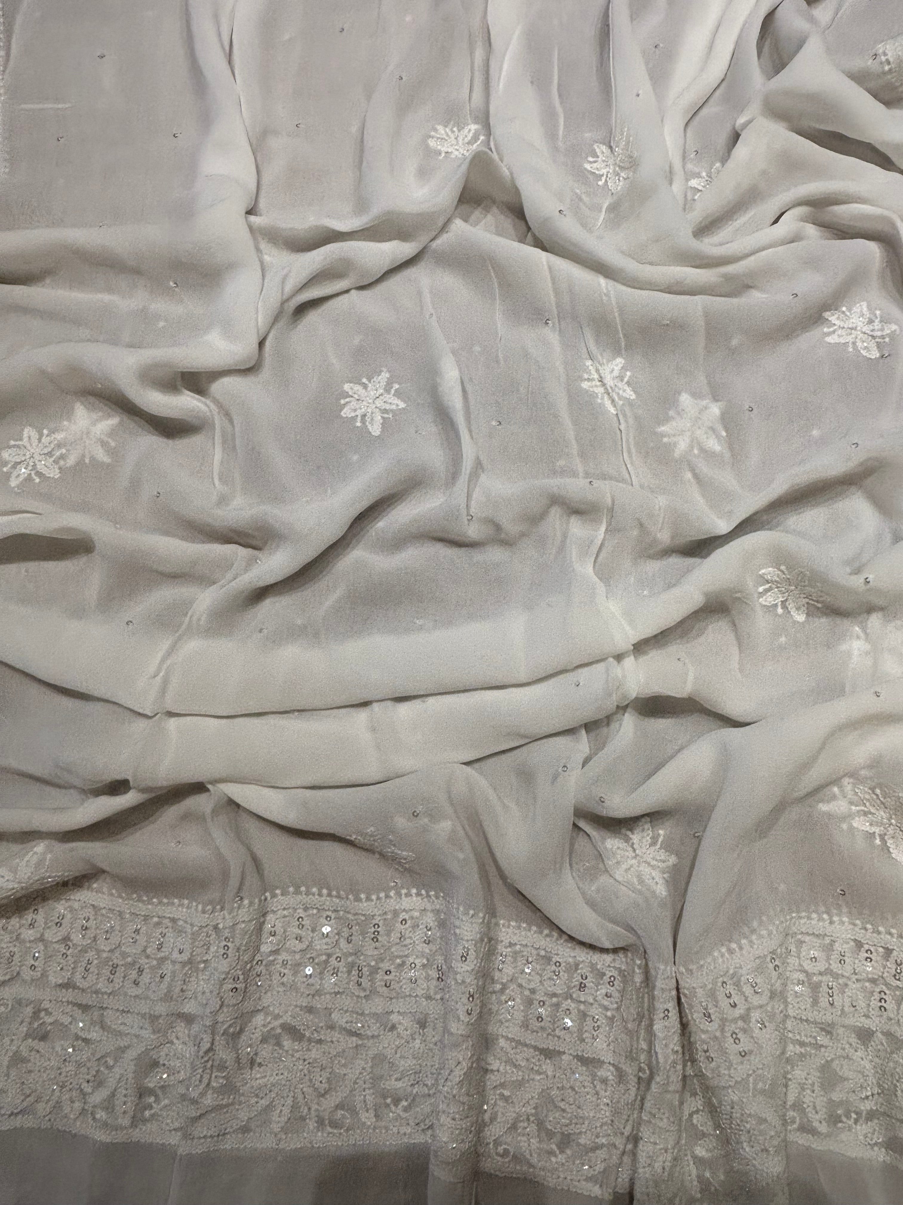 Dyeable Georgette Chikankari Anarkali & Dupatta