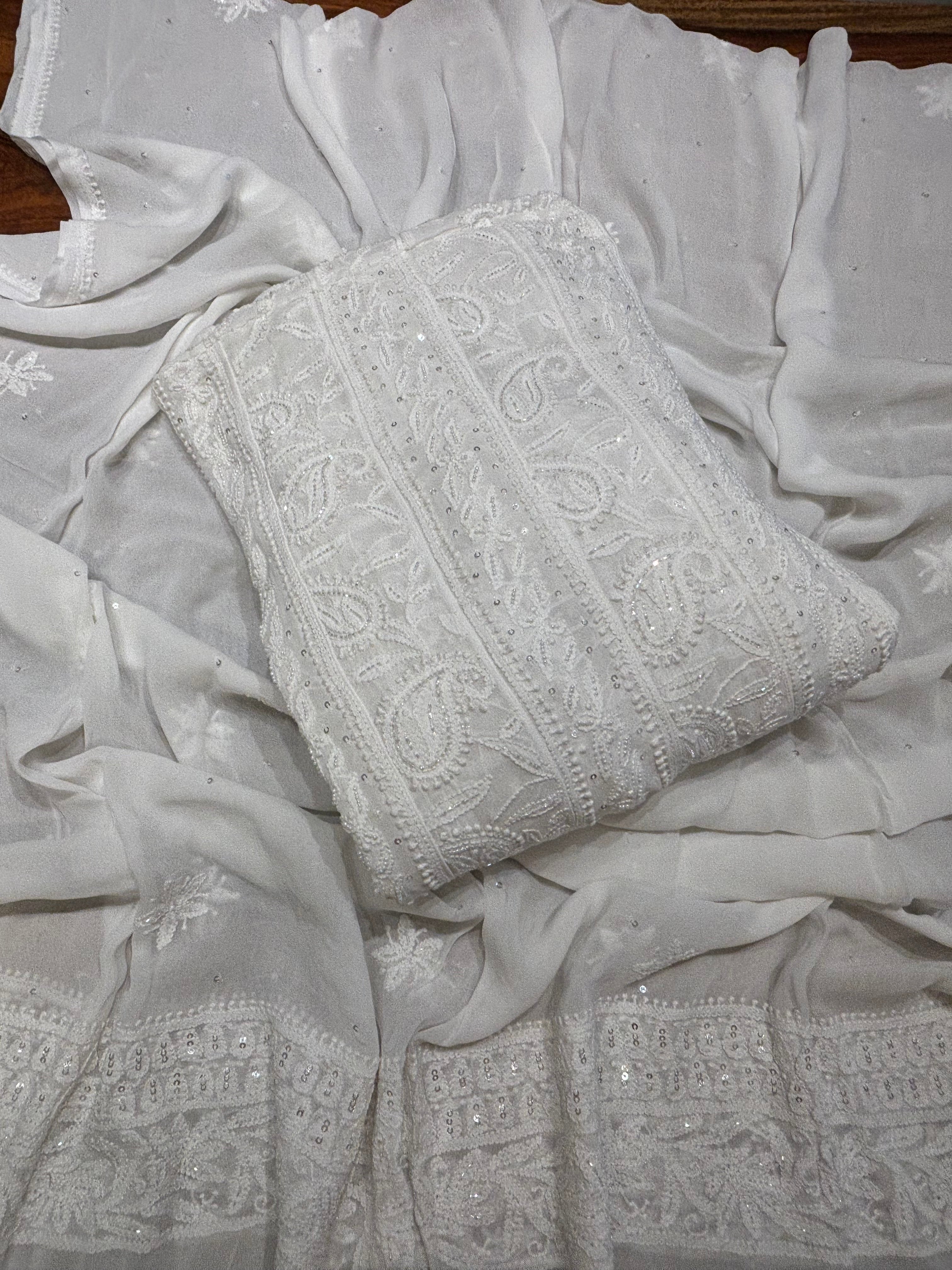 Dyeable Georgette Chikankari Anarkali & Dupatta