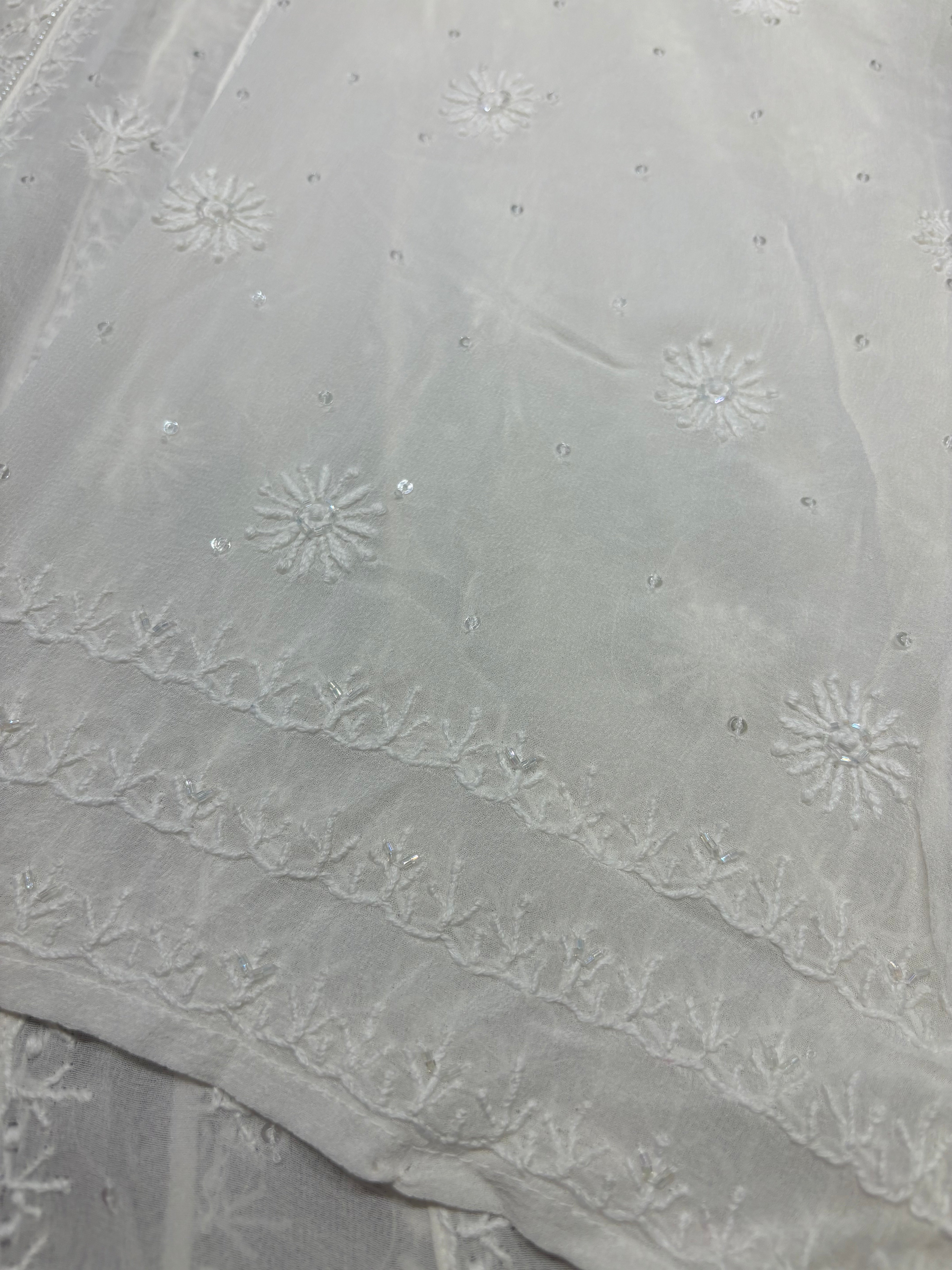 Dyeable Pure Georgette Chikankari Anarkali and Dupatta