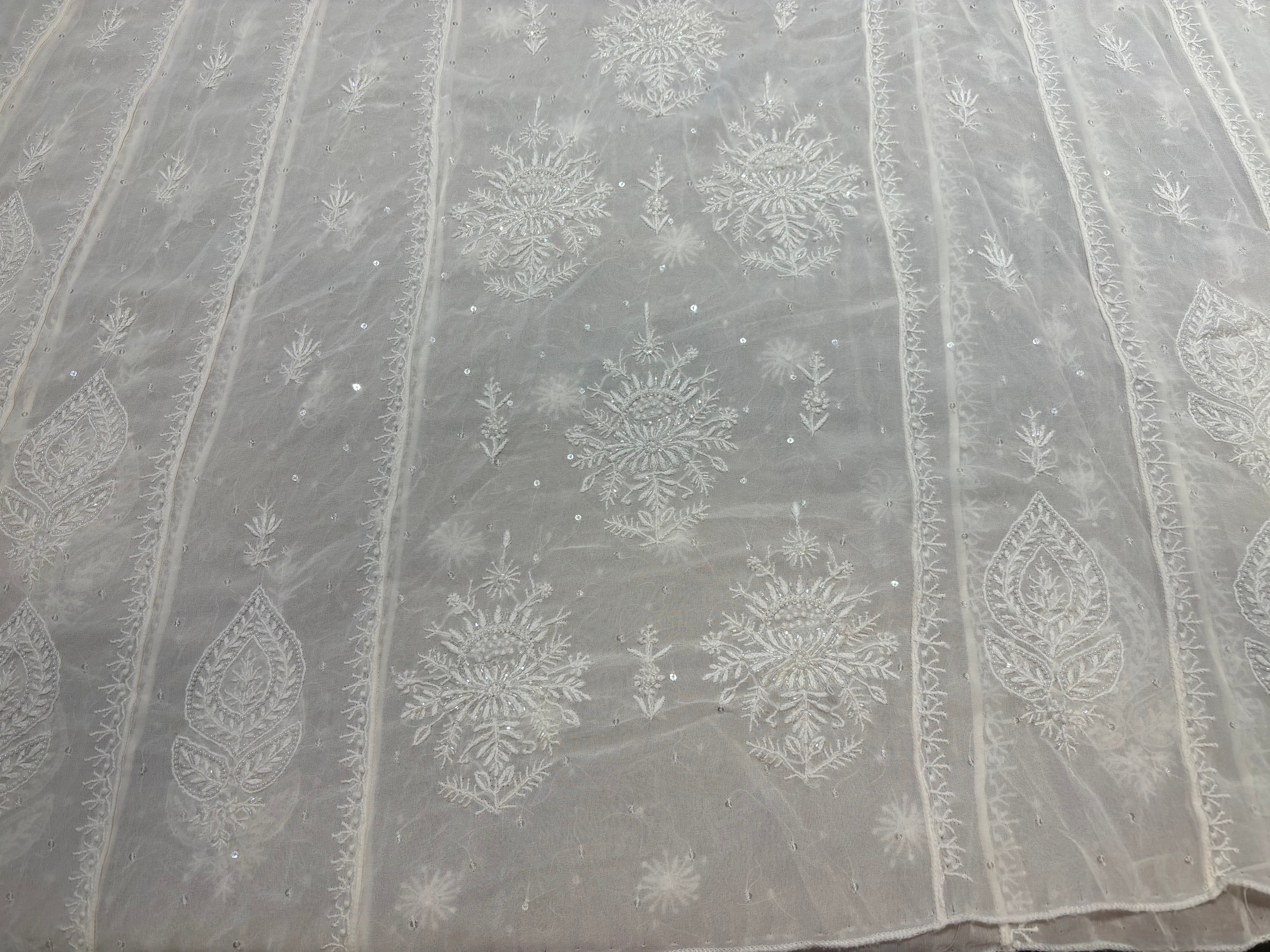 Dyeable Pure Georgette Chikankari Anarkali and Dupatta