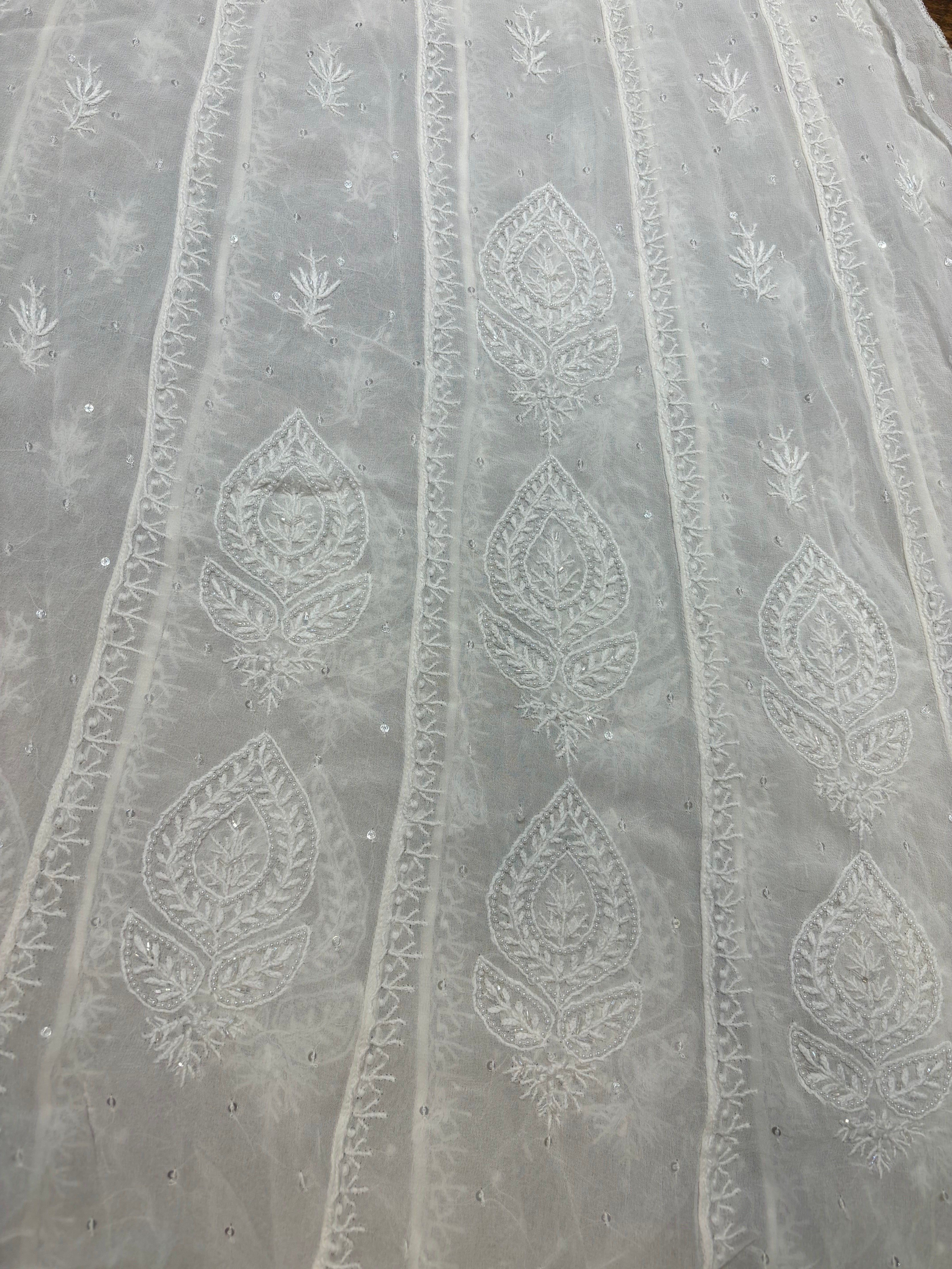 Dyeable Pure Georgette Chikankari Anarkali and Dupatta