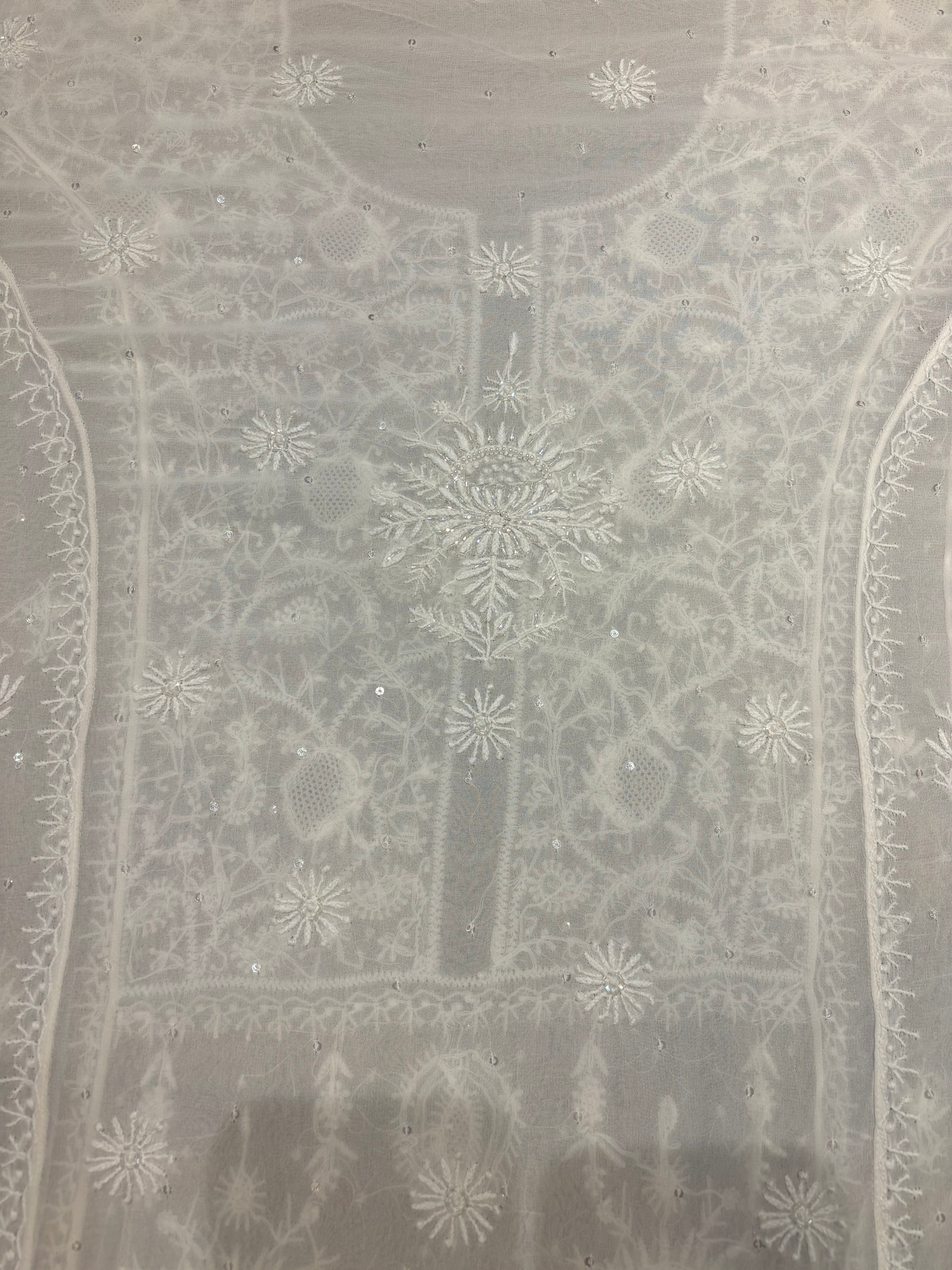 Dyeable Pure Georgette Chikankari Anarkali and Dupatta