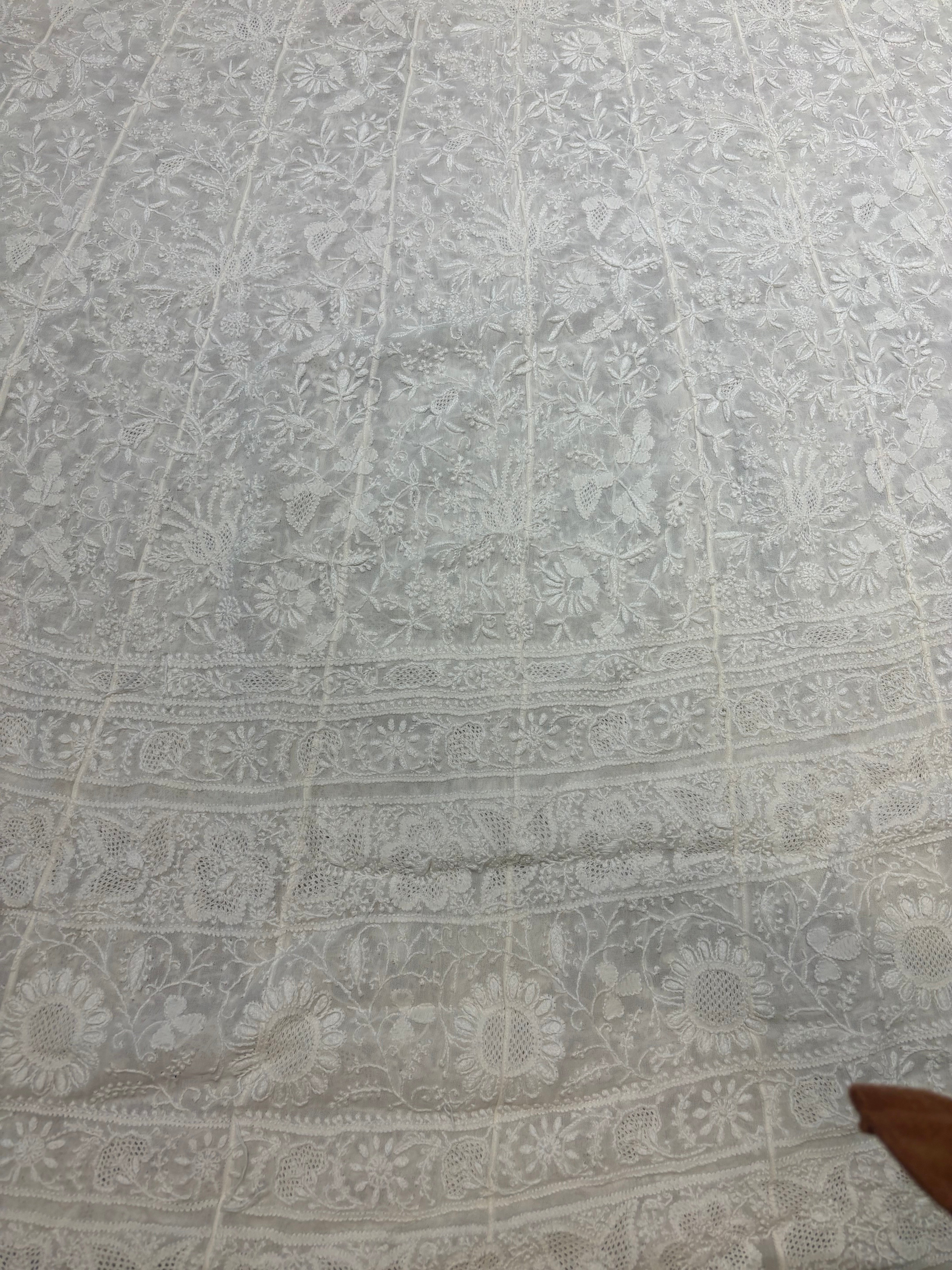 Dyeable Pure Georgette Chikankari Anarkali and Dupatta
