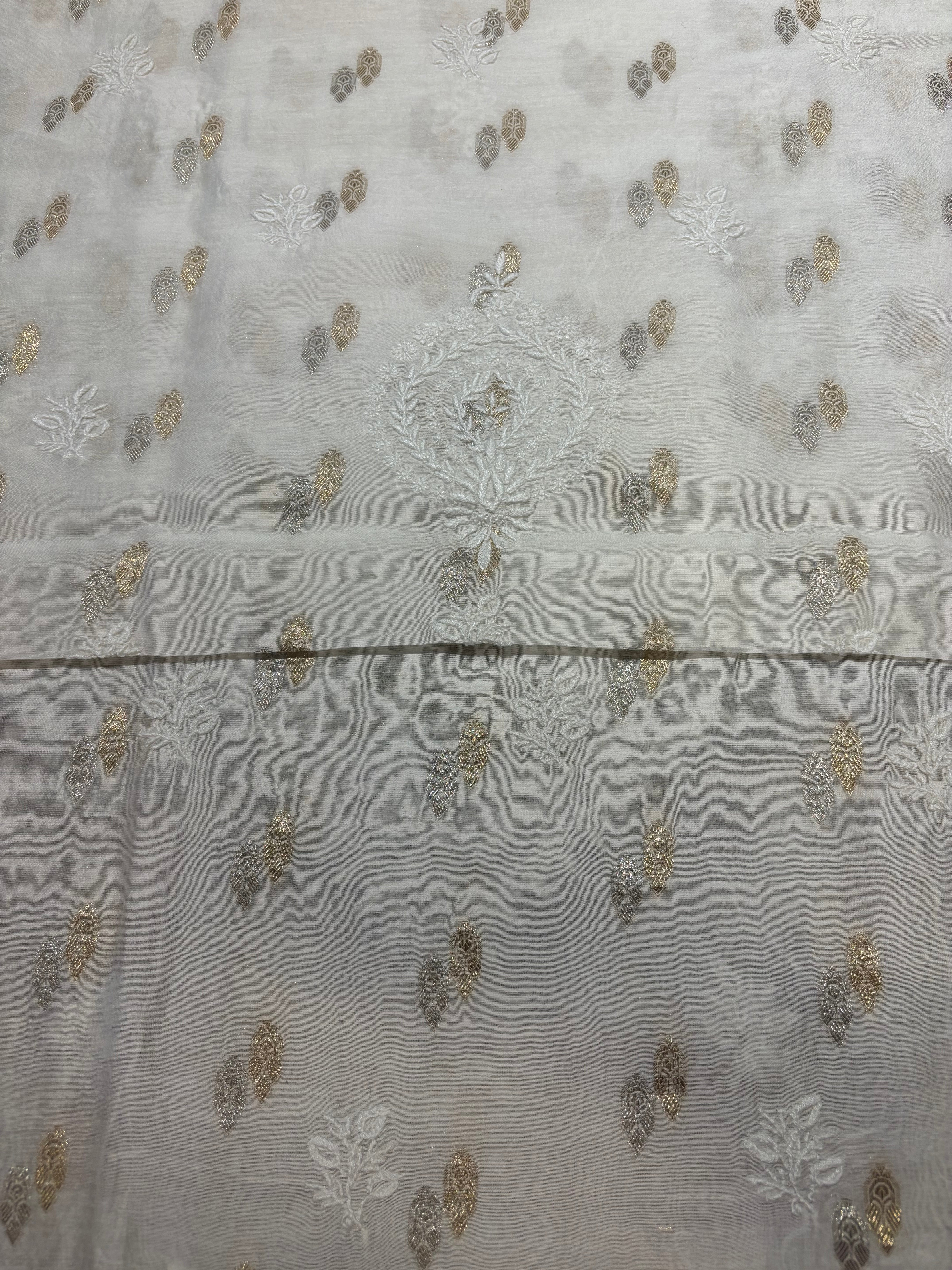 Dyeable Chanderi Banarsi Chikankari Men's Kurta Fabric