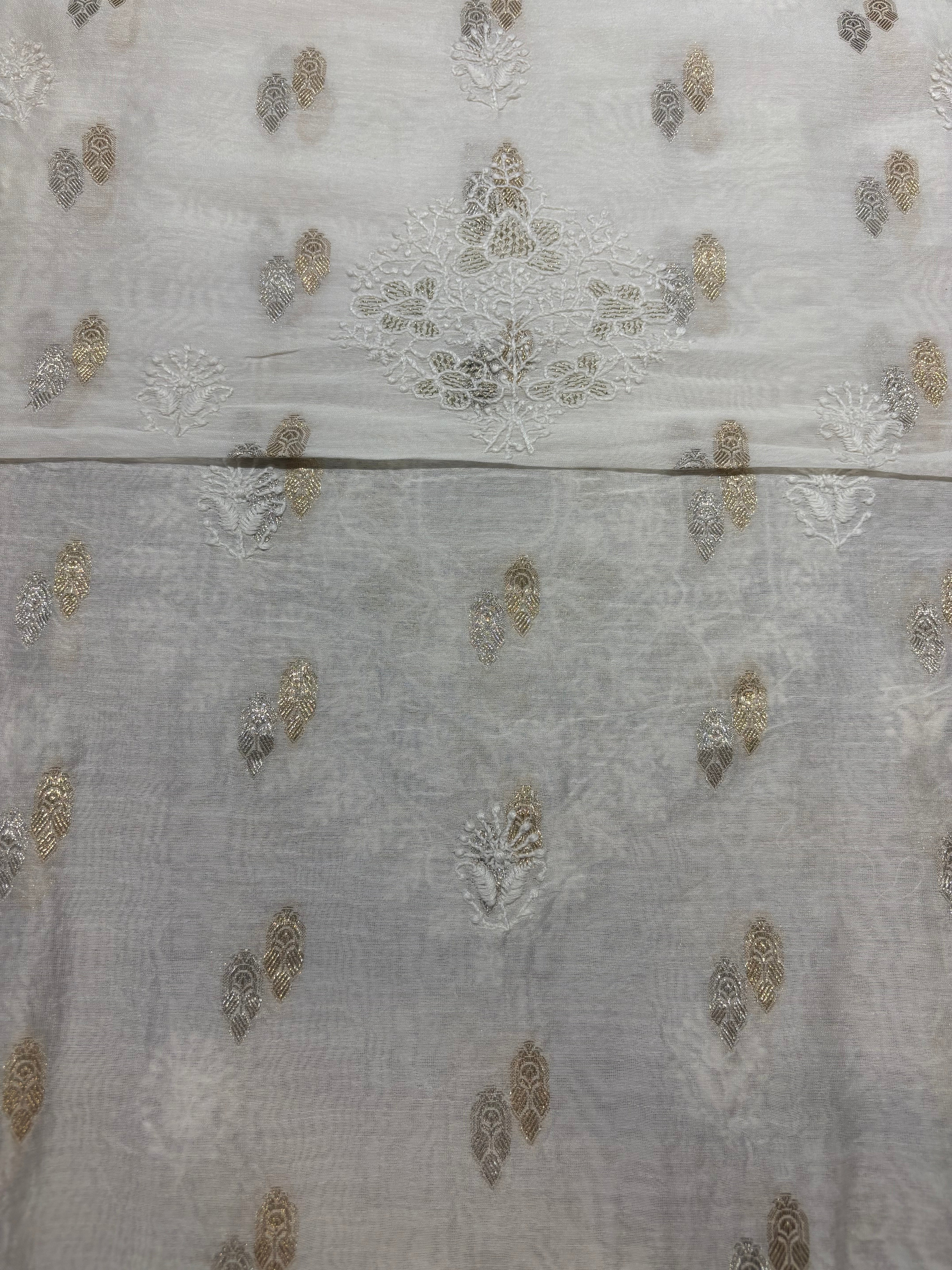 Dyeable Chanderi Banarsi Chikankari Men's Kurta Fabric
