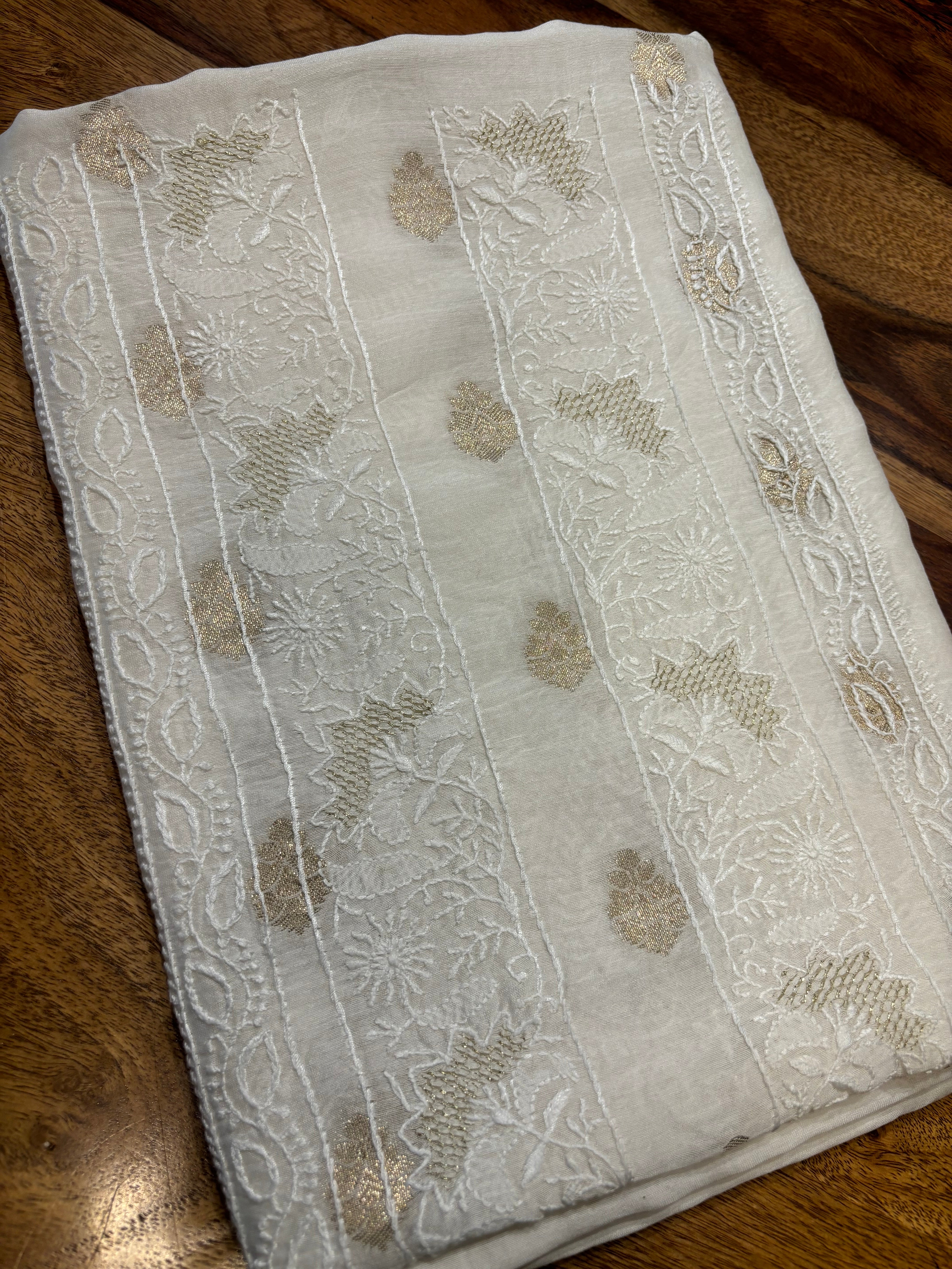Dyeable Chanderi Banarsi Chikankari Men's Kurta Fabric