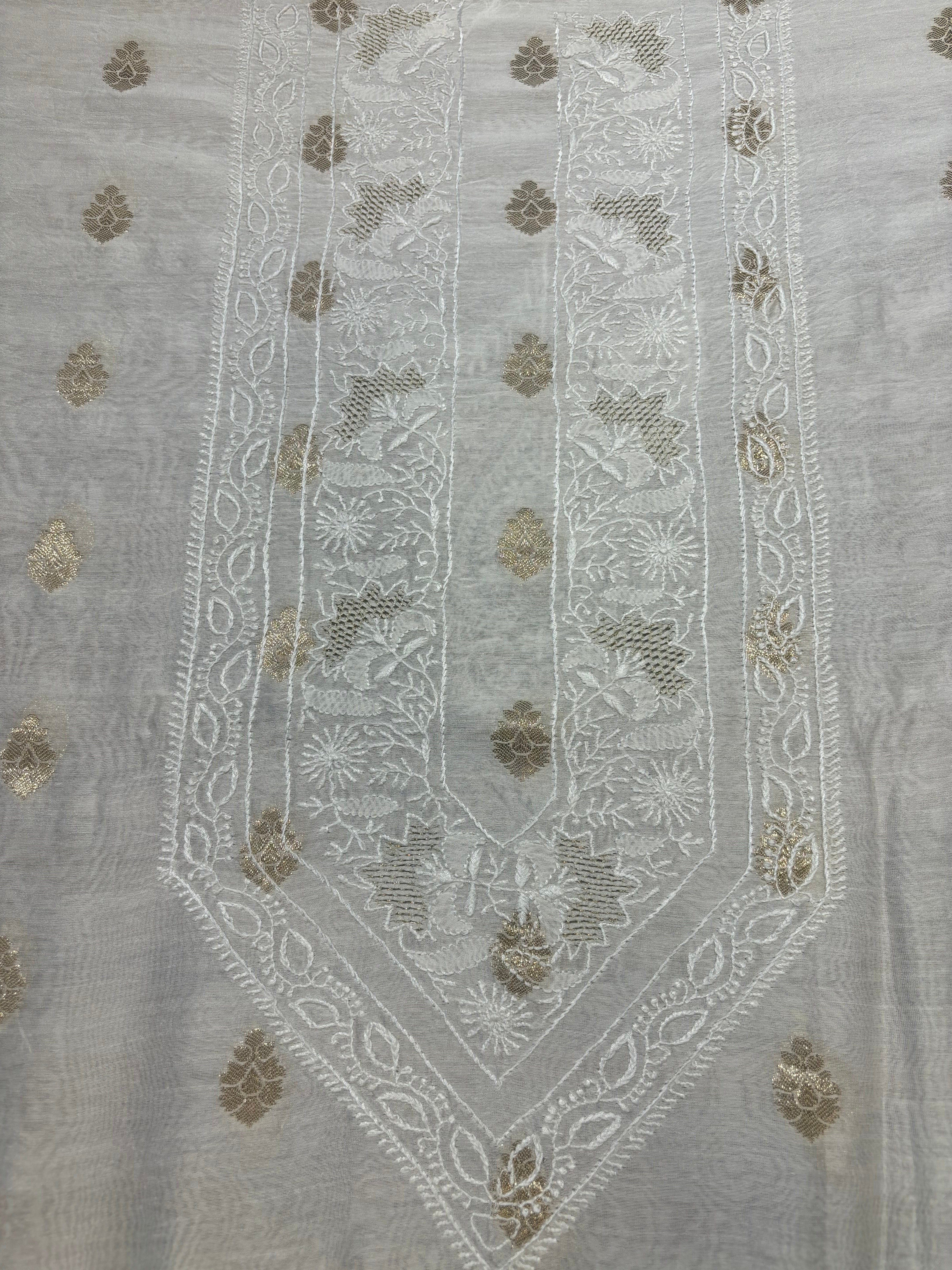 Dyeable Chanderi Banarsi Chikankari Men's Kurta Fabric