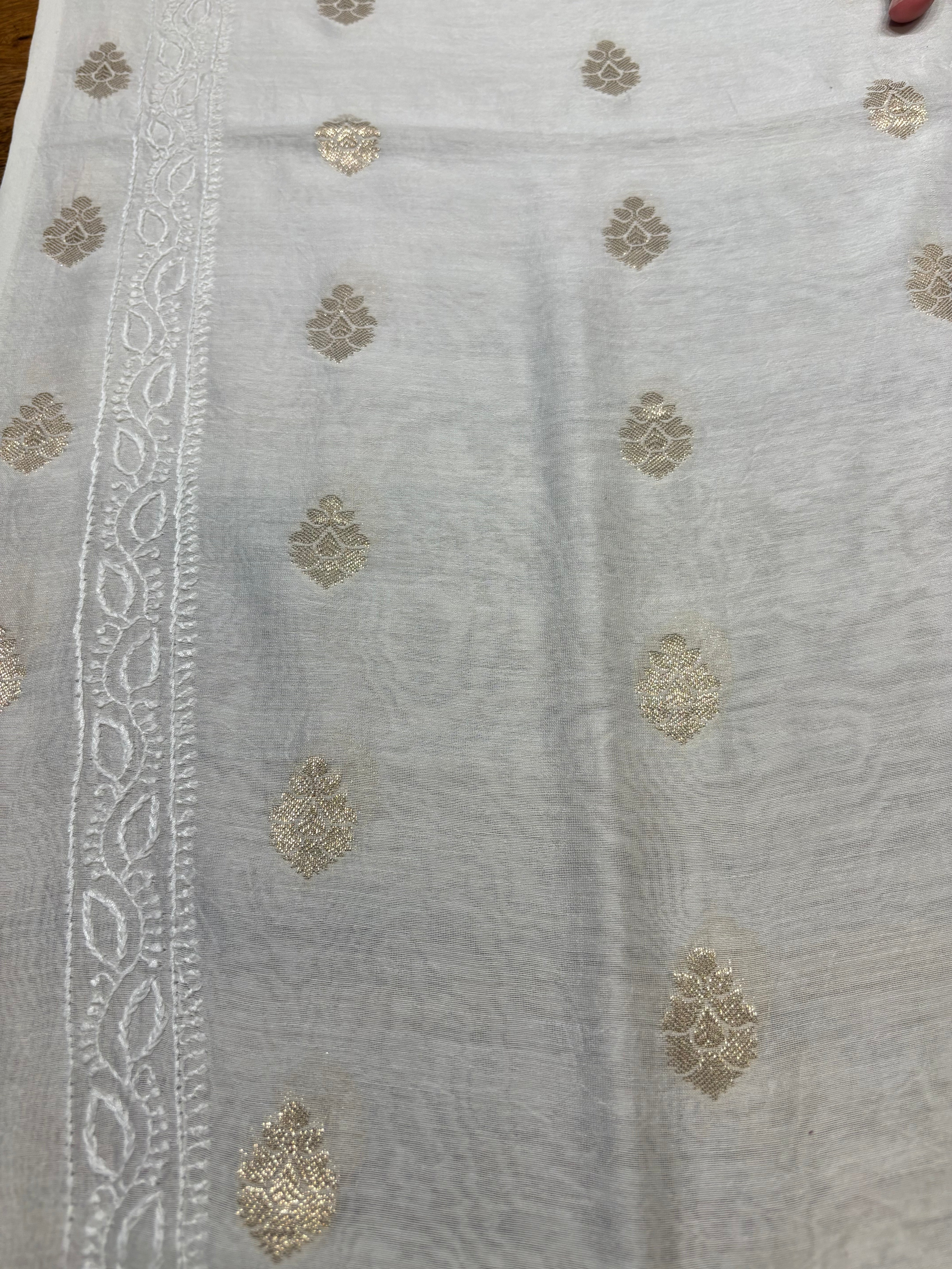 Dyeable Chanderi Banarsi Chikankari Men's Kurta Fabric