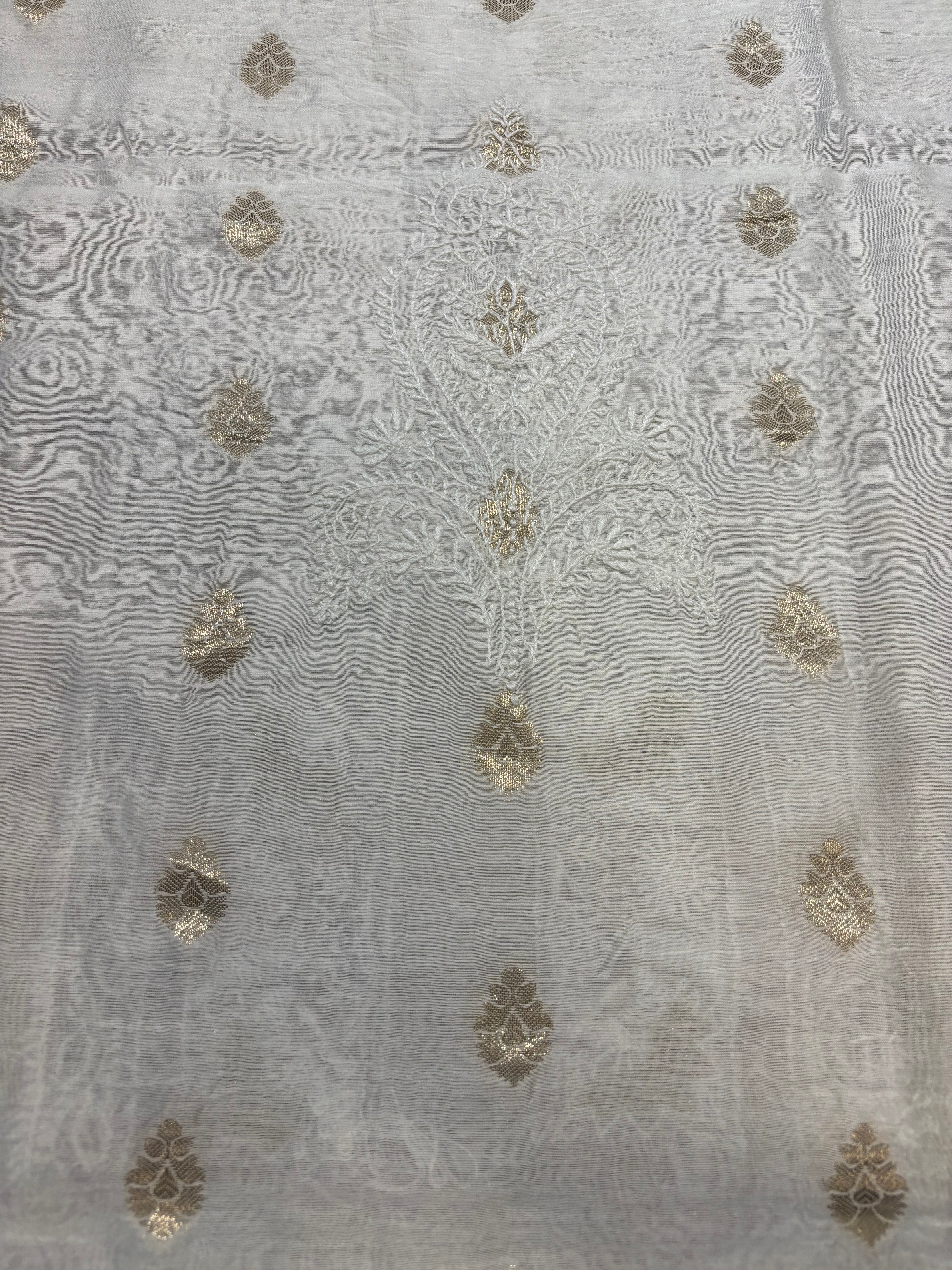 Dyeable Chanderi Banarsi Chikankari Men's Kurta Fabric