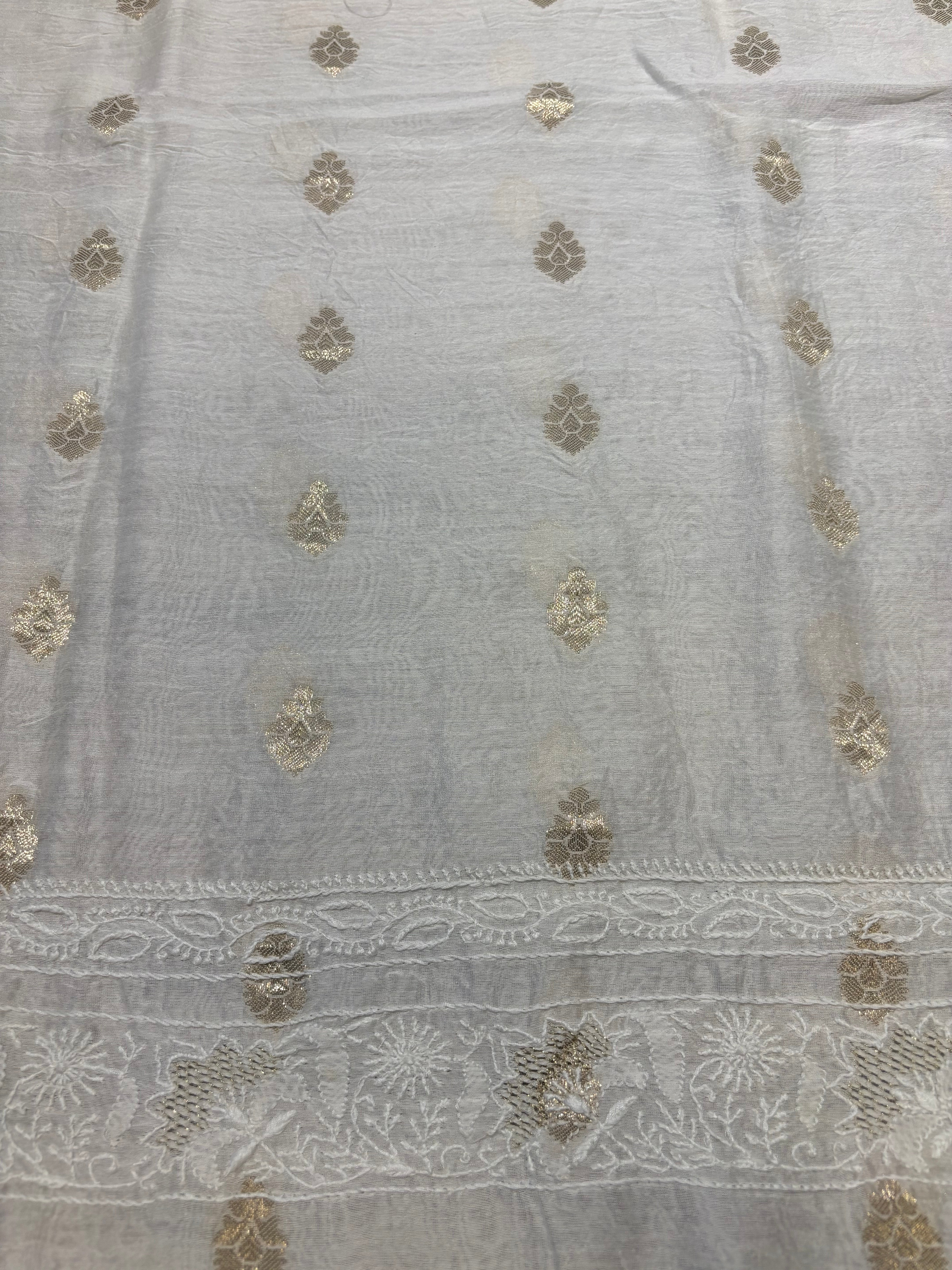 Dyeable Chanderi Banarsi Chikankari Men's Kurta Fabric