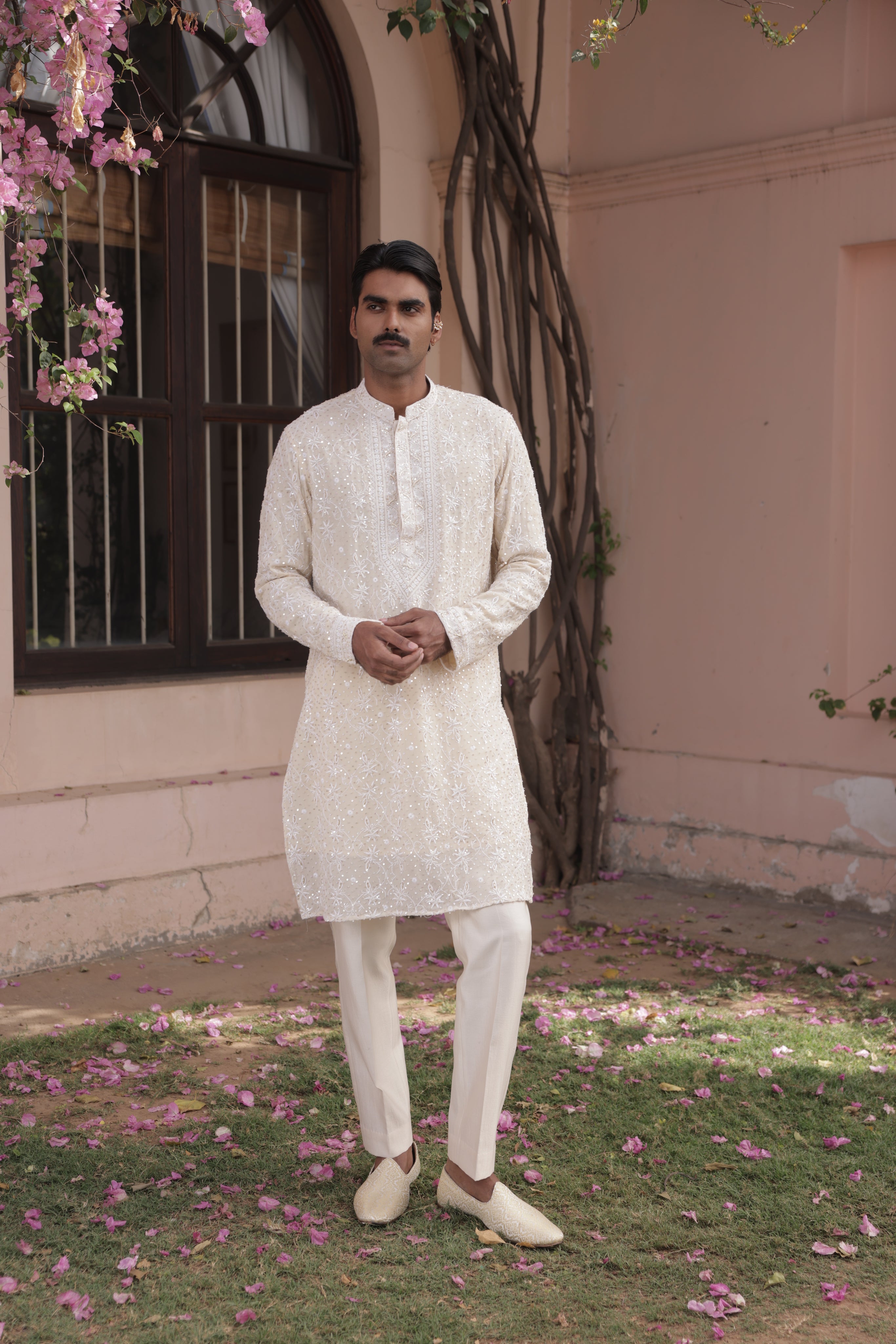 Ivory Pure & Premium Georgette Men's Chikankari Kurta