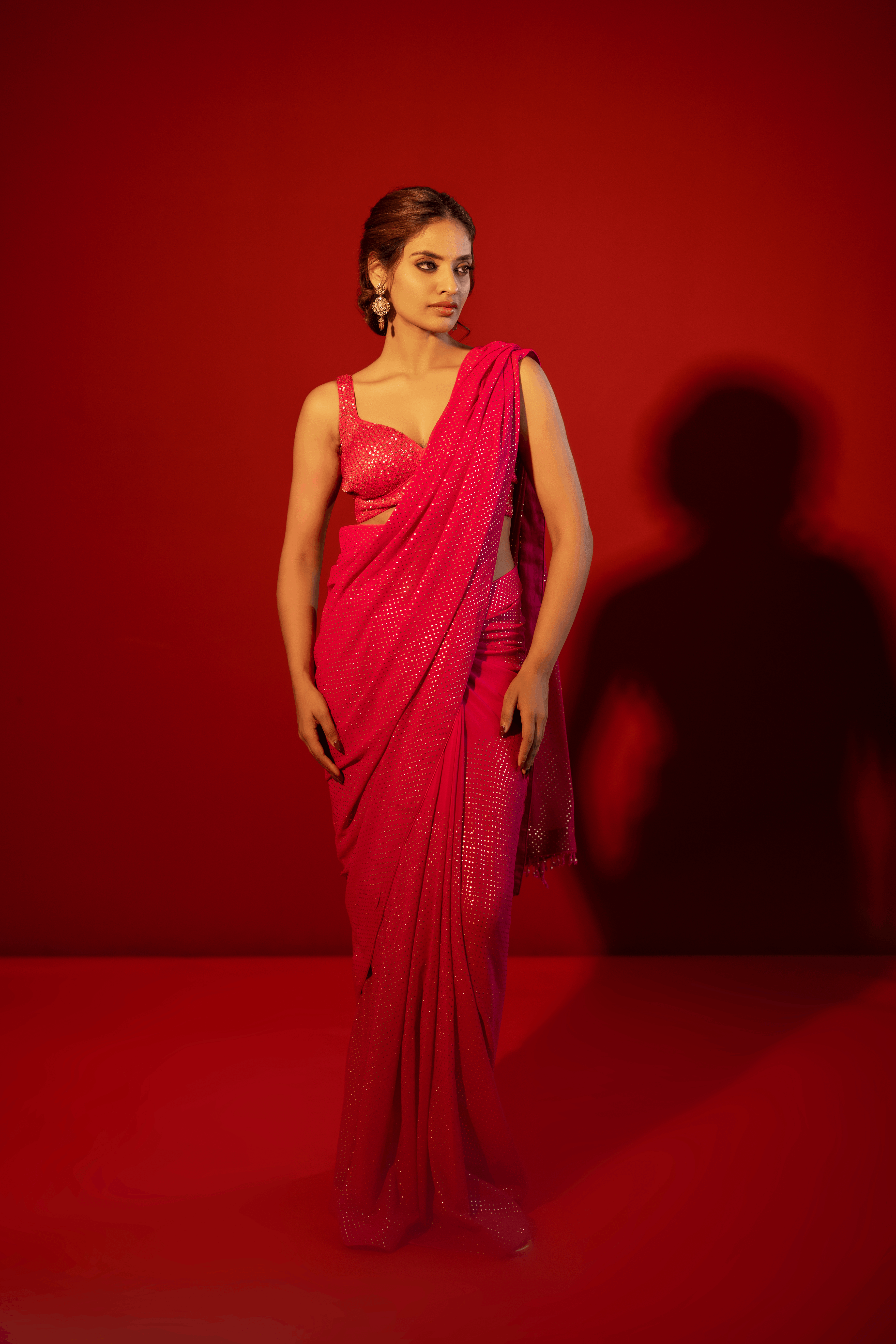Fuchsia Pink Pure And Premium Georgette Lakhdana Saree And Blouse