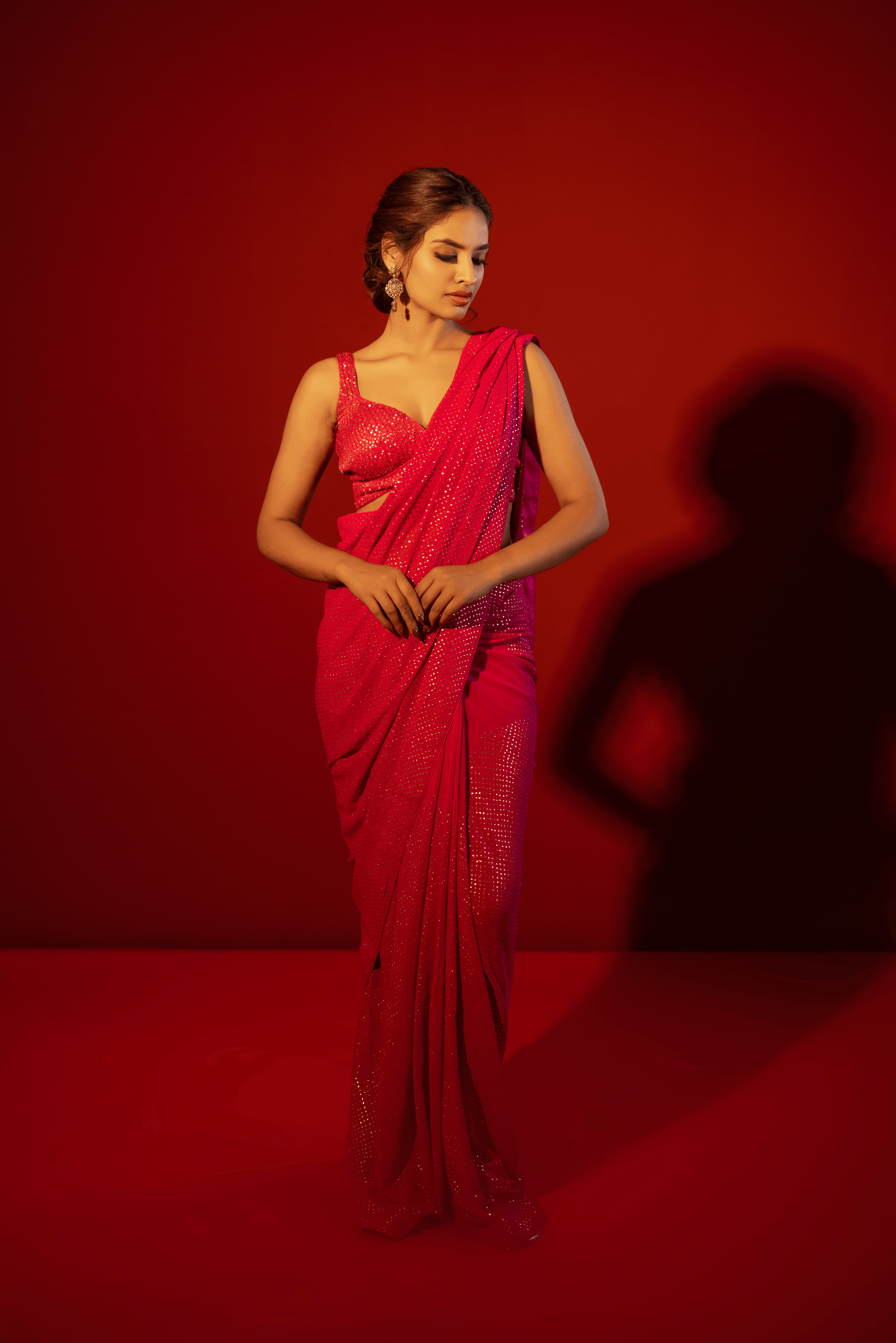 Fuchsia Pink Pure And Premium Georgette Lakhdana Saree And Blouse