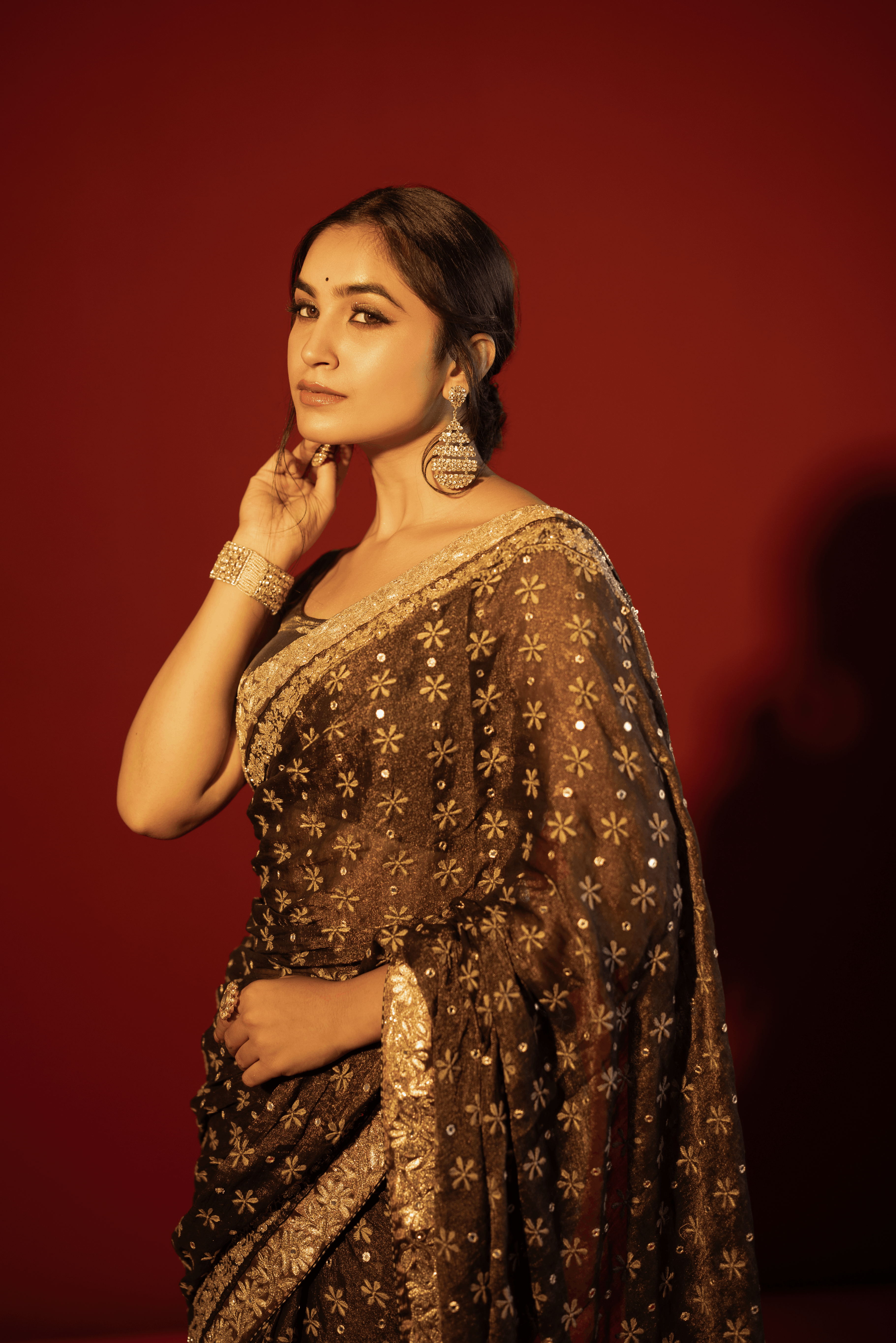Black Pure Tissue Chikankari Saree