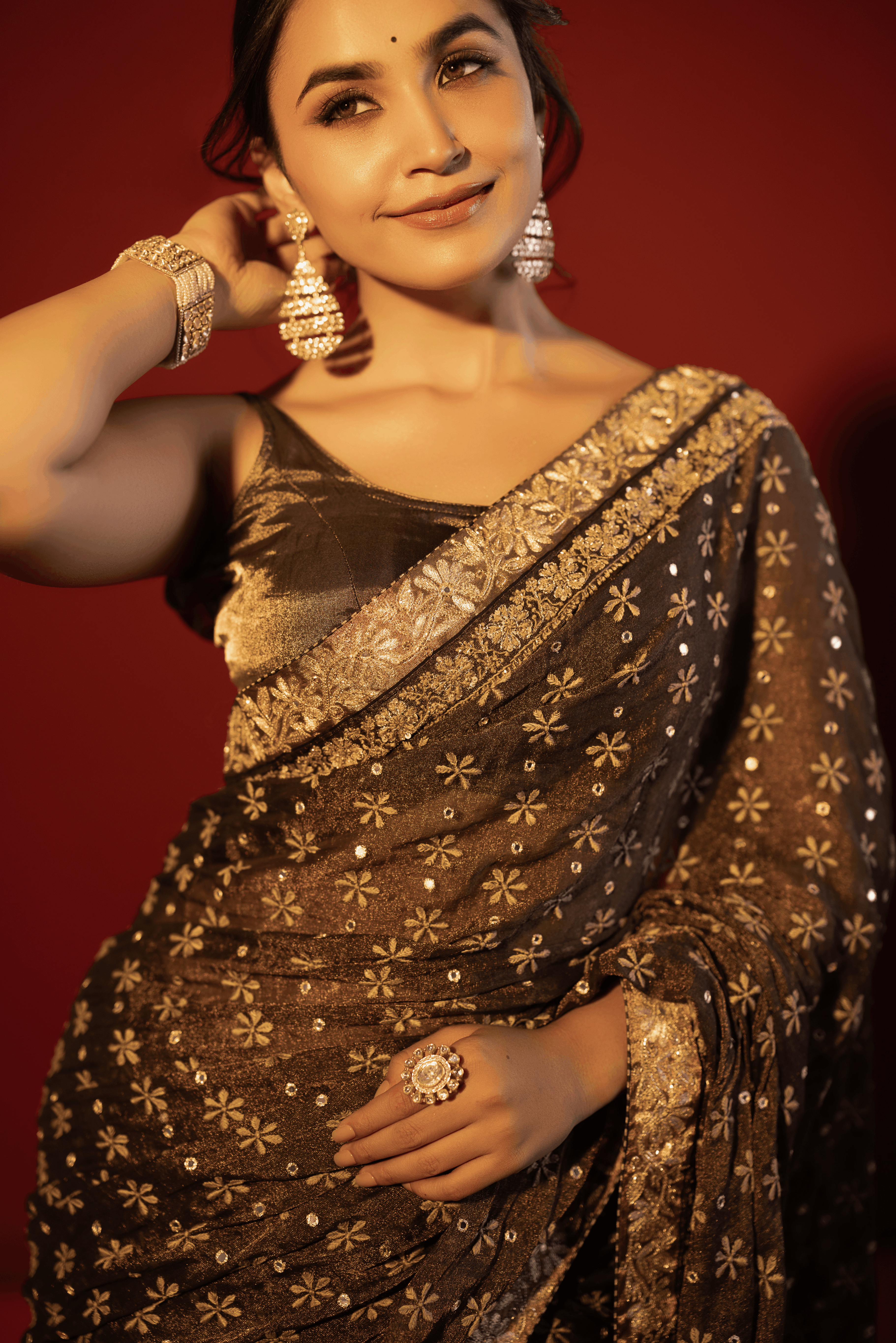 Black Pure Tissue Chikankari Saree