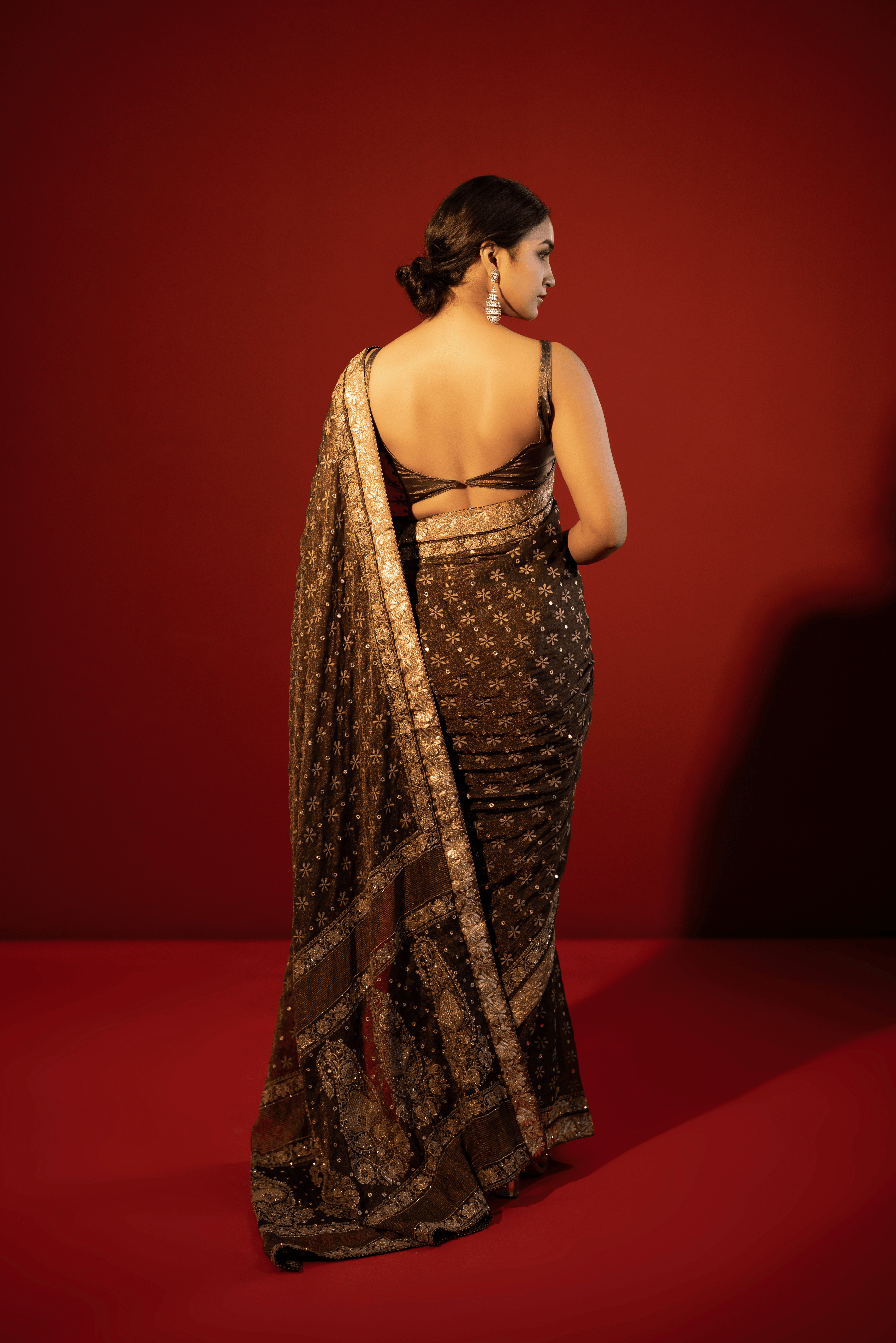 Black Pure Tissue Chikankari Saree
