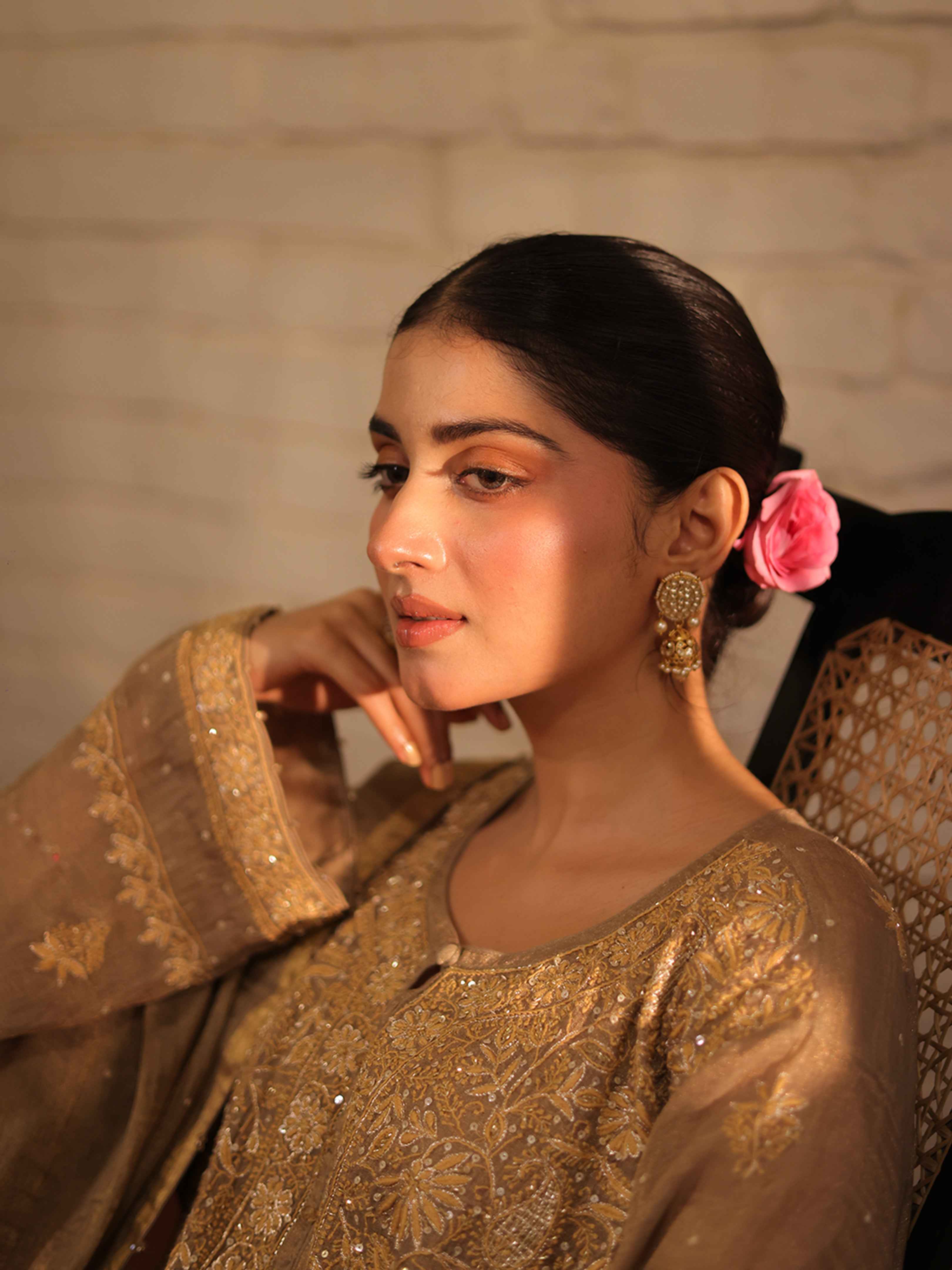 Handcrafted Pure & Premium Sand Drift Tissue Chikankari Kurta and Duppatta Set