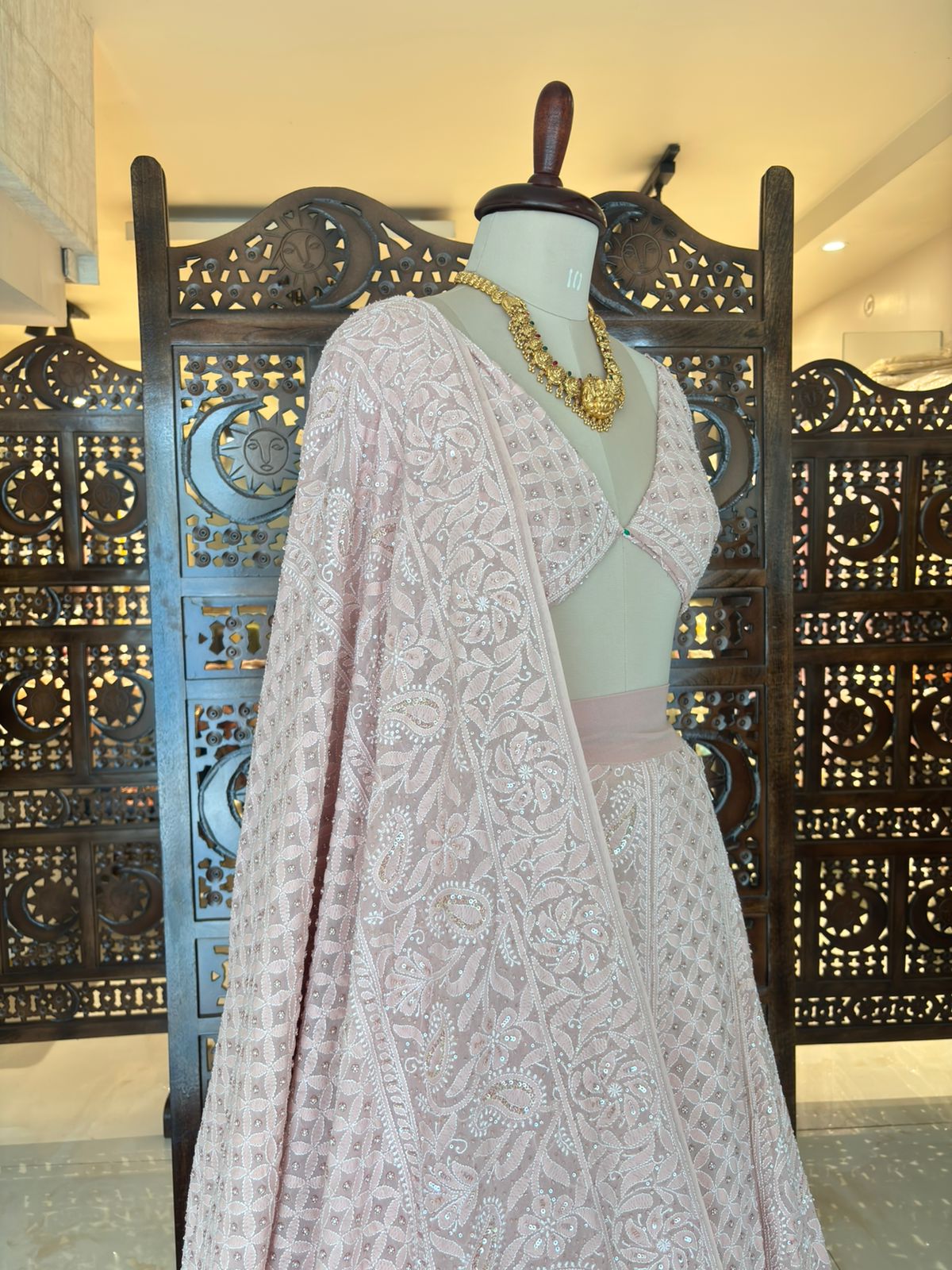 Dusty Rose Pure & Premium Georgette Lehenga Set