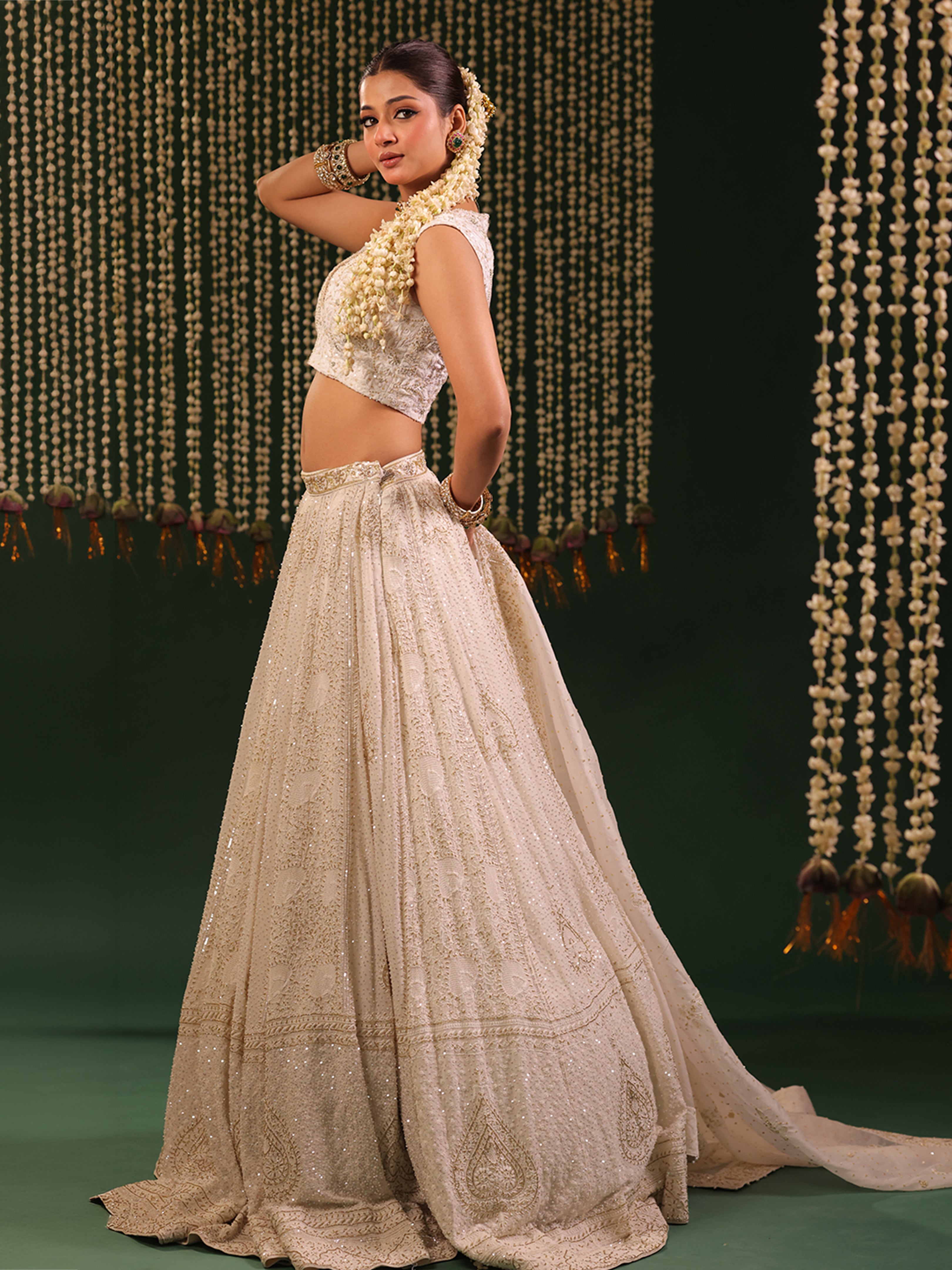 Ivory Pure and Premium Georgette Lehenga and Dupatta Set