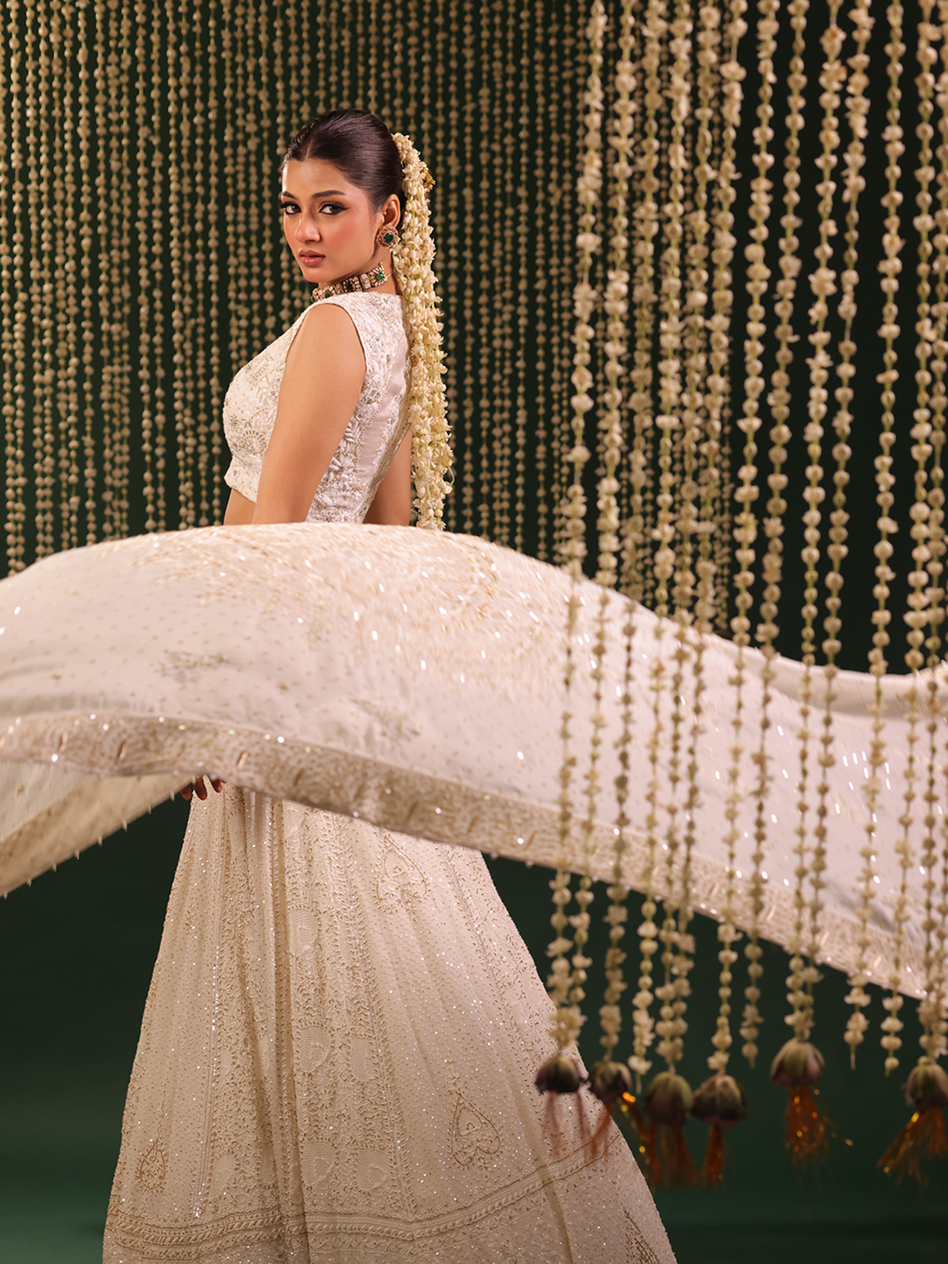 Ivory Pure and Premium Georgette Lehenga and Dupatta Set