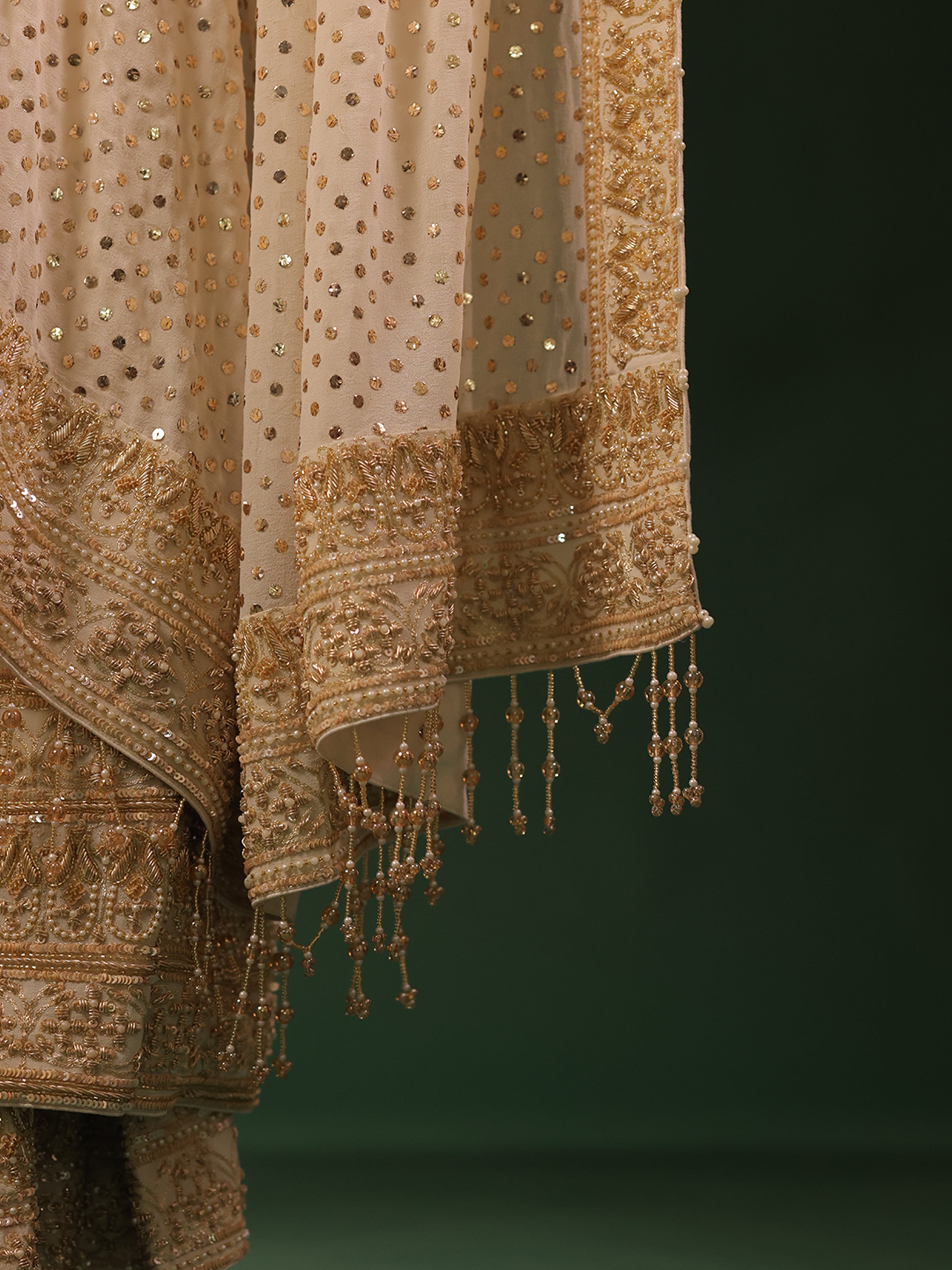 Ivory Pure and Premium Georgette A line Kurta, Dupatta &Sharara