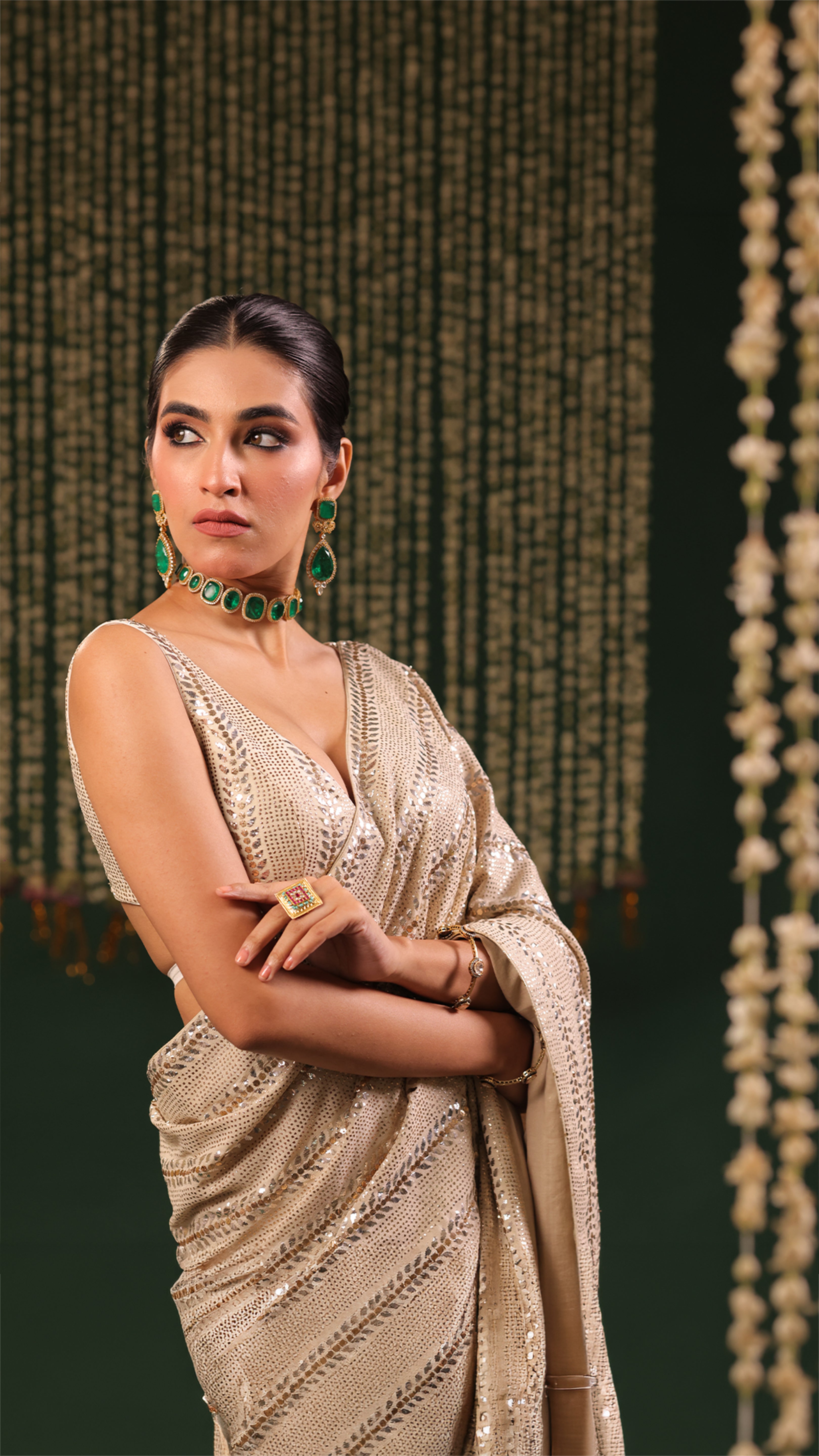 Celestial Shimmer: Pure & Premium Georgette Mukaish Saree