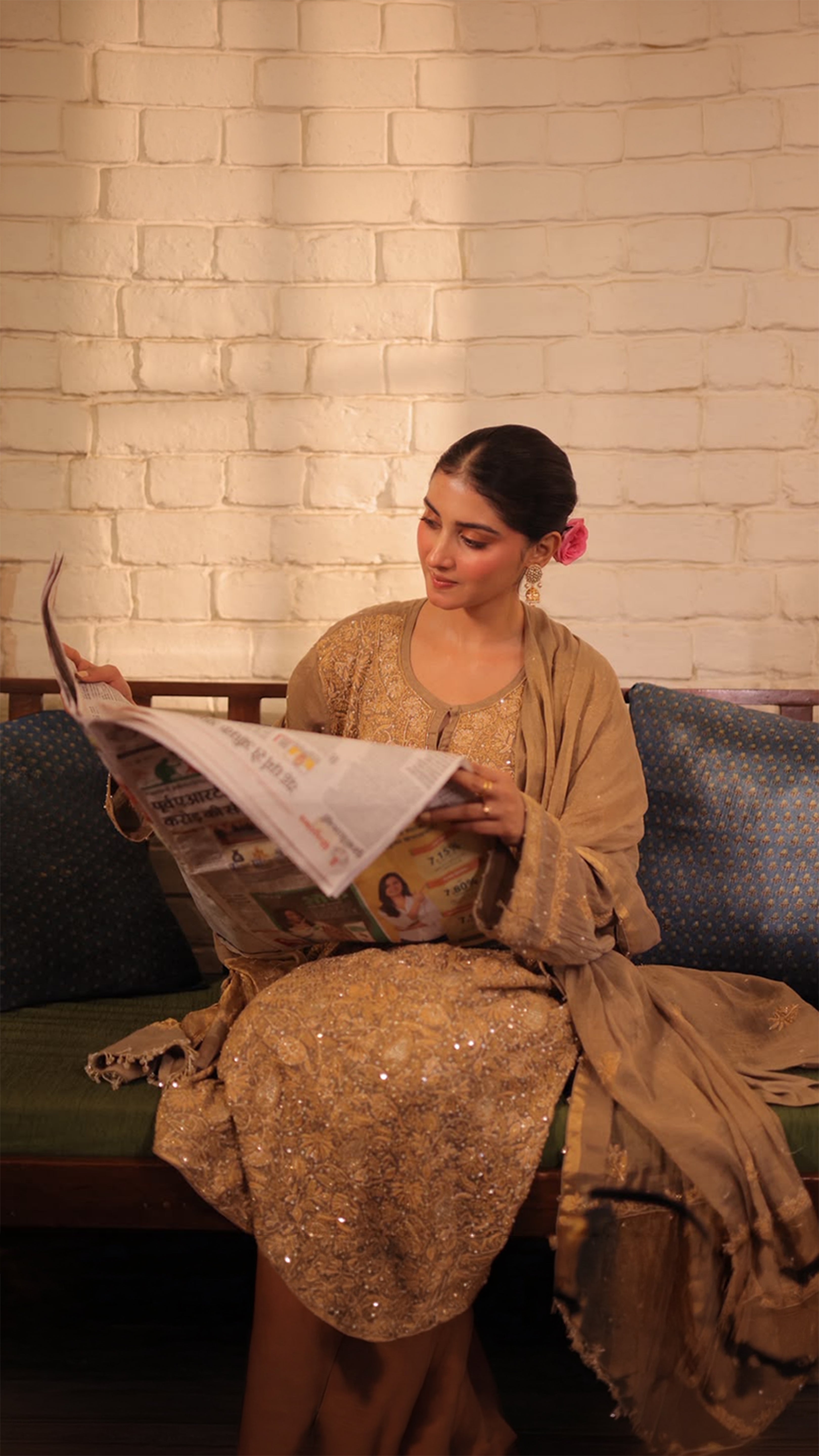 Handcrafted Pure & Premium Sand Drift Tissue Chikankari Kurta and Duppatta Set