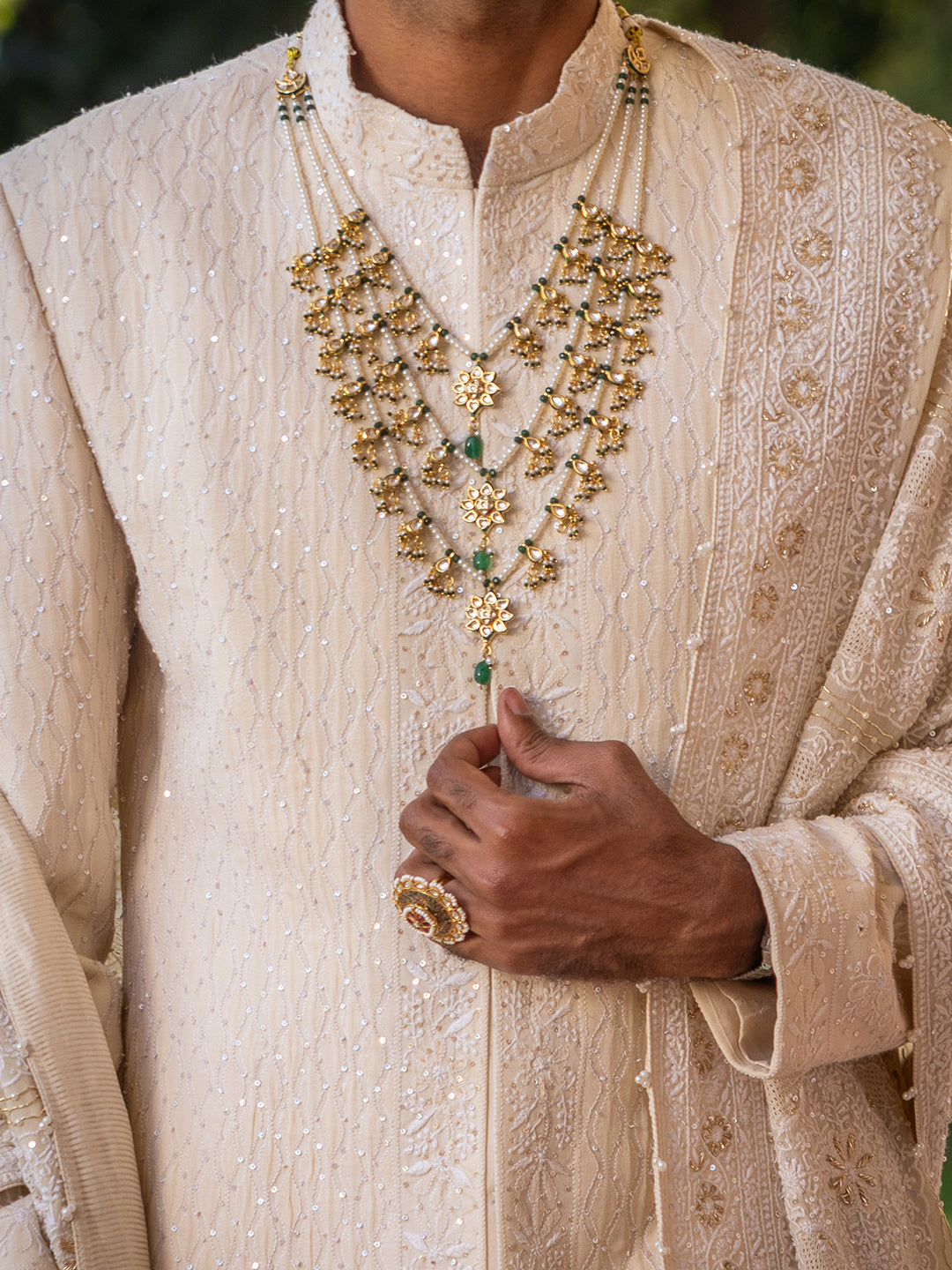 Ivory Pure & Premium Georgette Chikankari Men's Sherwani