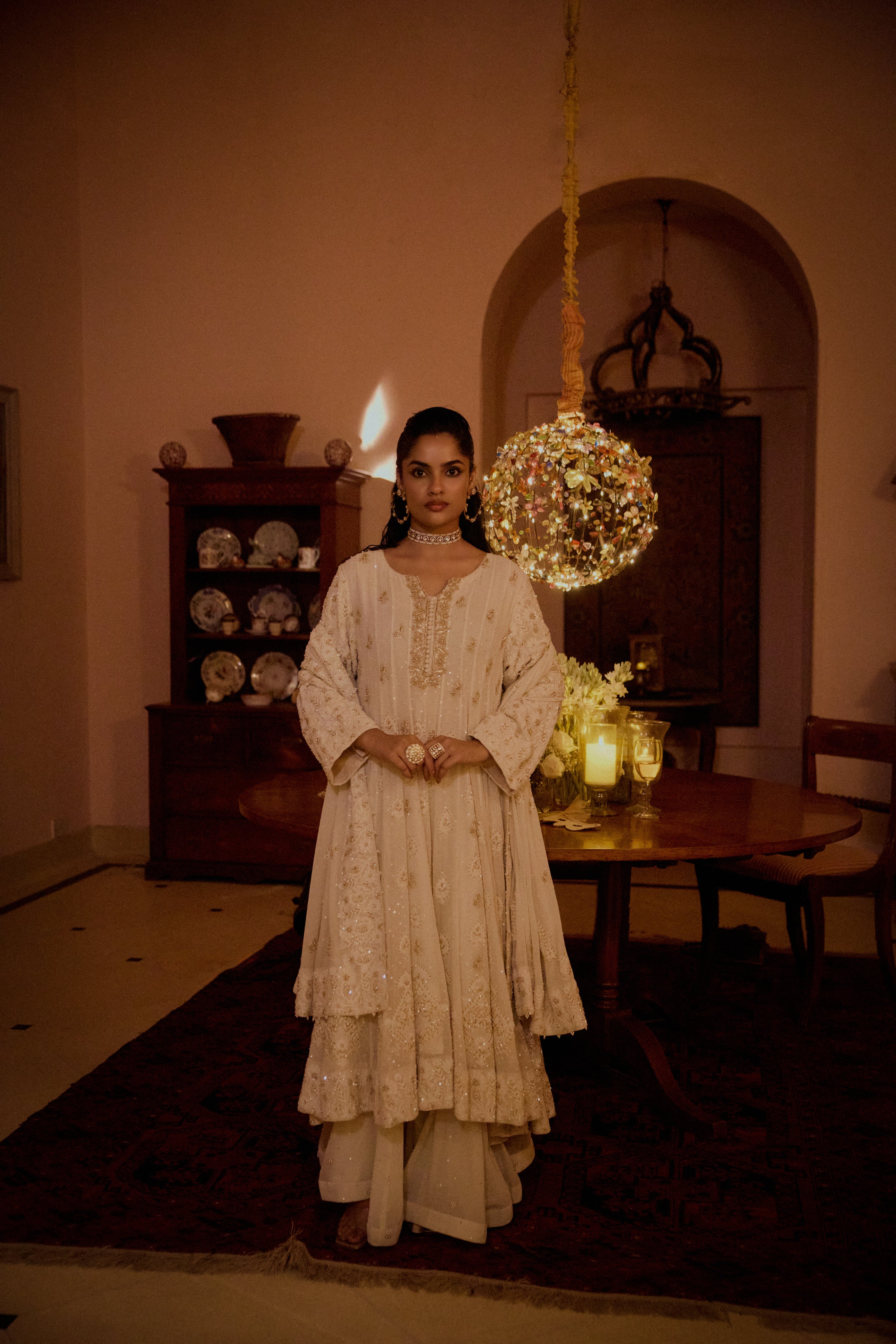 Ivory Pure & Premium Georgette Chikankari Anarkali and Dupatta