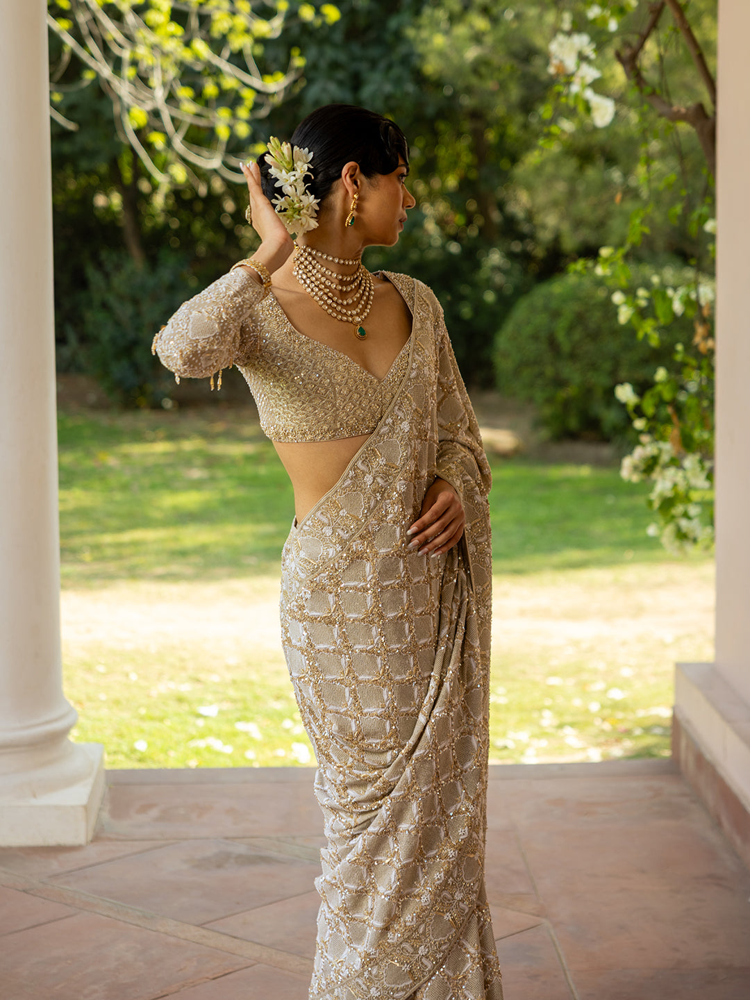 Earthy Green Pure & Premium Georgette Chikankari Saree