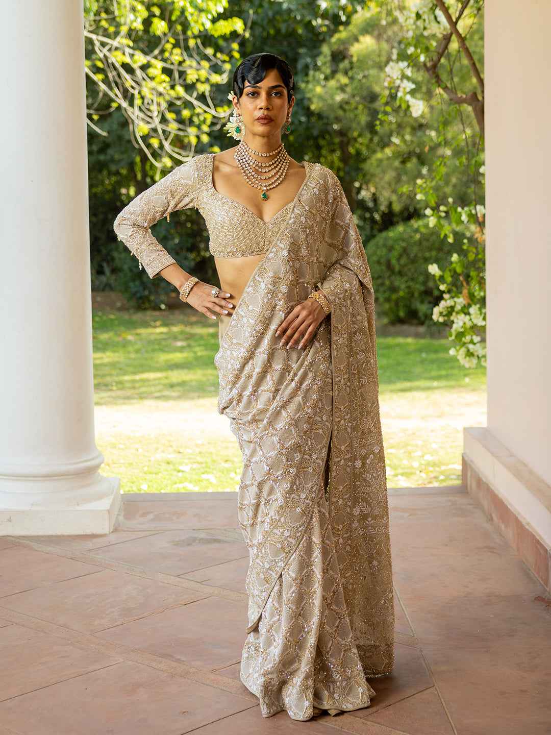 Earthy Green Pure & Premium Georgette Chikankari Saree