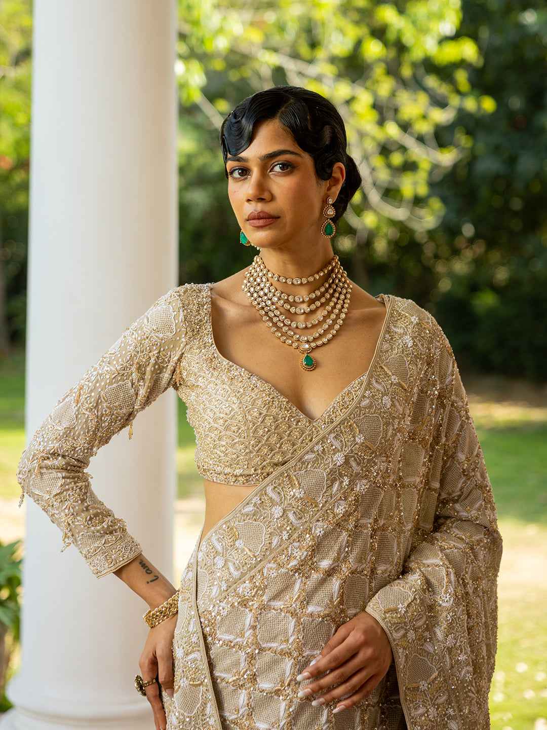 Earthy Green Pure & Premium Georgette Chikankari Saree