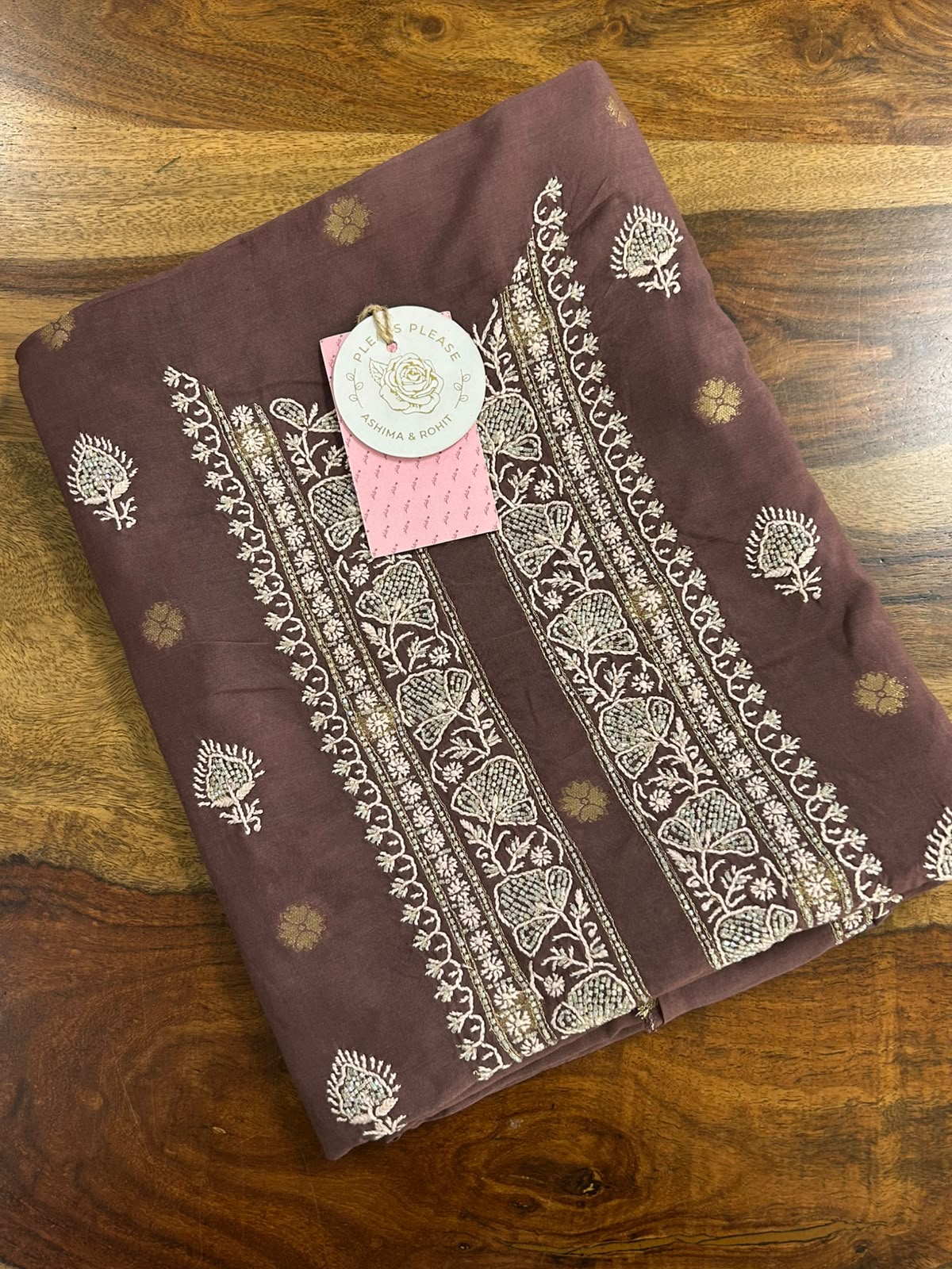Brown Muslin Chikankari Banarasi Boota Men's Kurta