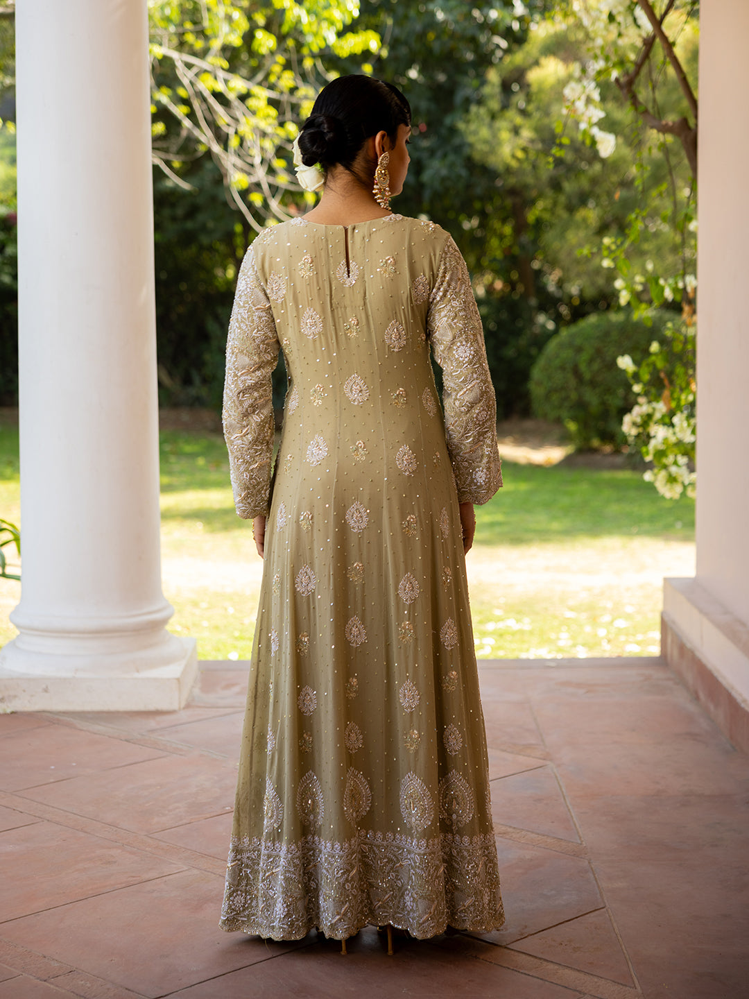 Muted Ochre Pure & Premium Georgette Chikankari Anarkali & Dupatta