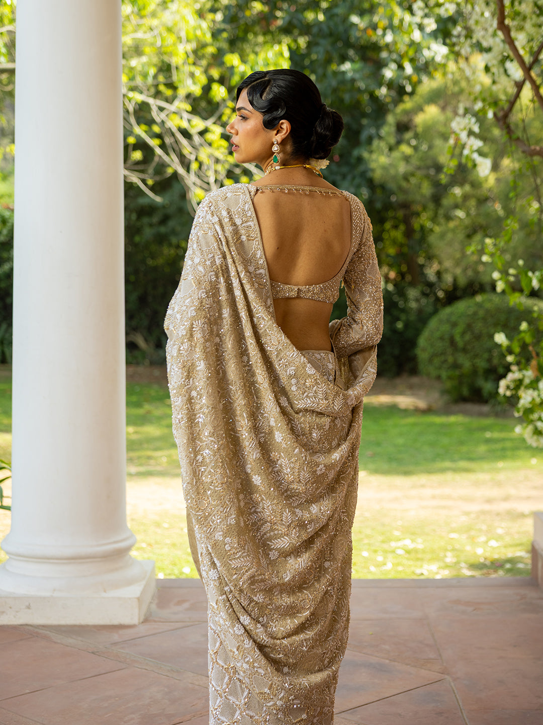 Earthy Green Pure & Premium Georgette Chikankari Saree