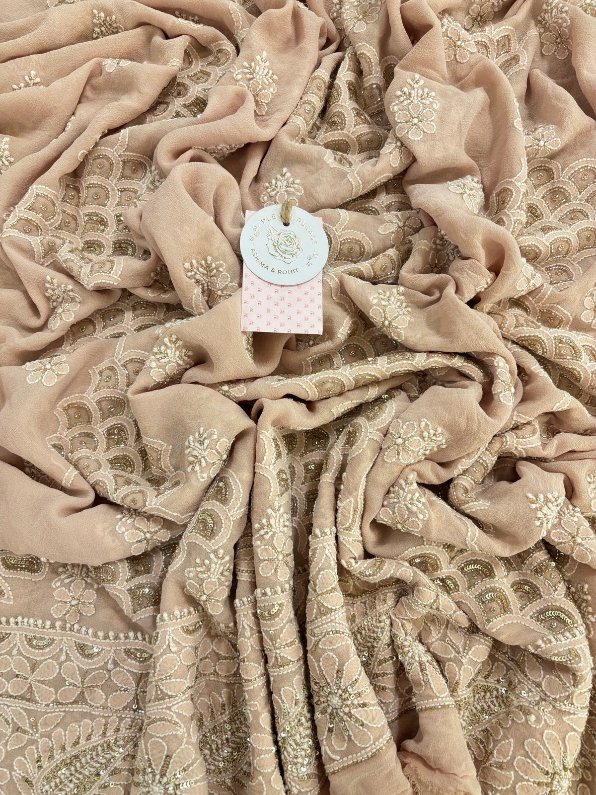 Blush Peach Pure & Premium Georgette Chikankari Anarkali & Dupatta
