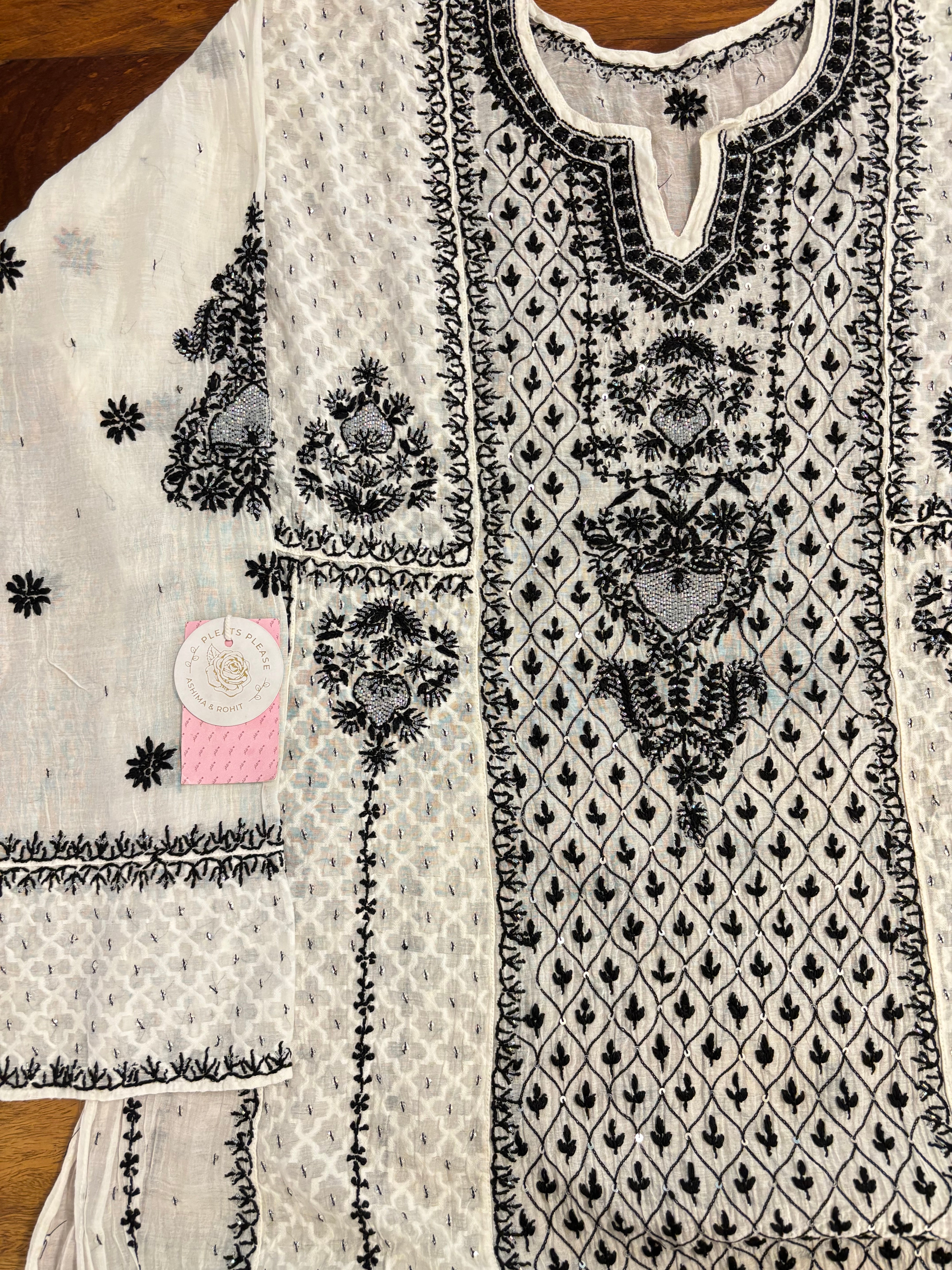 Dyeable Pure Chanderi Chikankari Anarkali & Dupatta Set