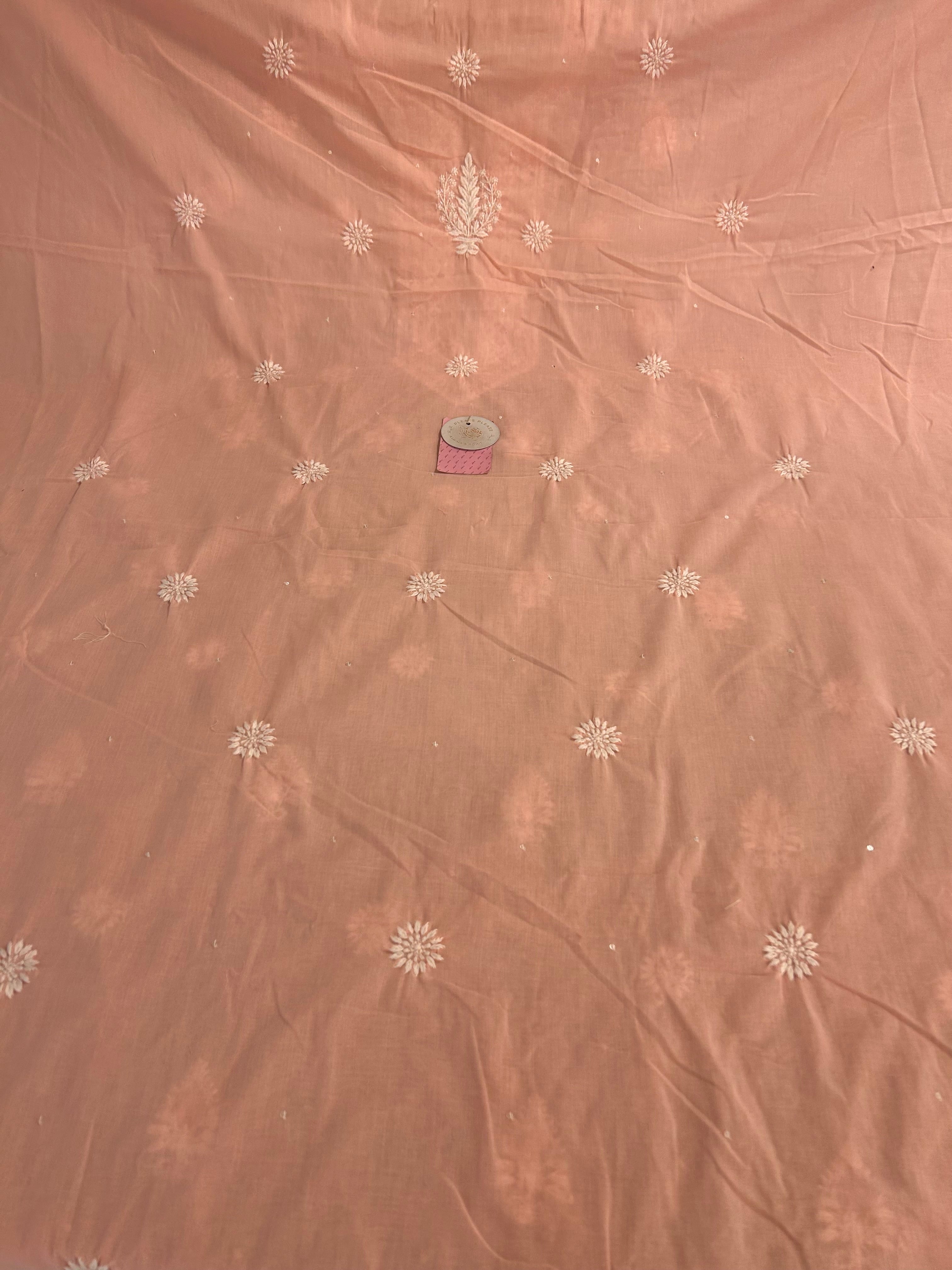 Peach Mulmul Chikankari Kurta