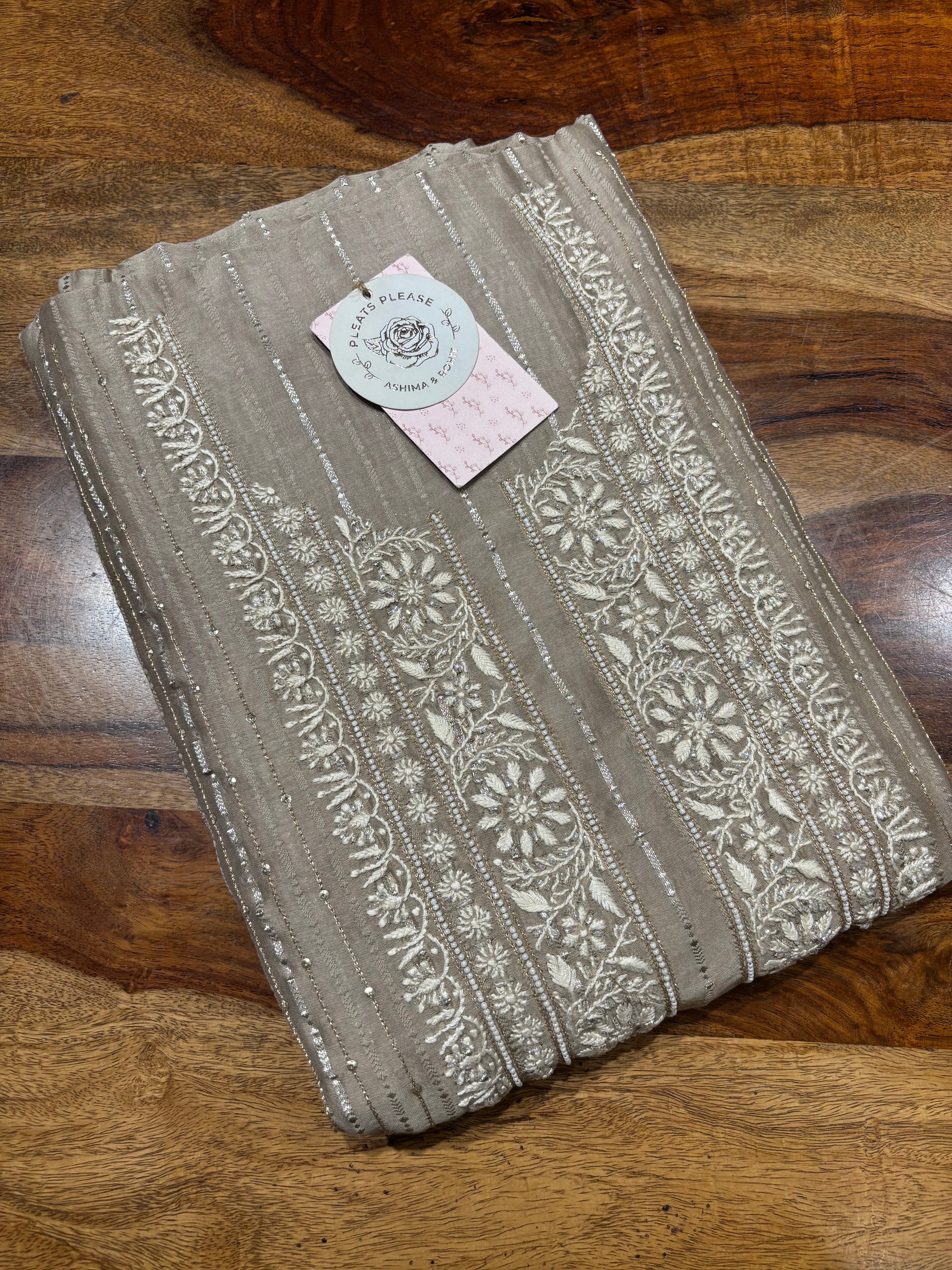 Hazelnut Brown Chanderi Silk Chikankari Men’s Kurta