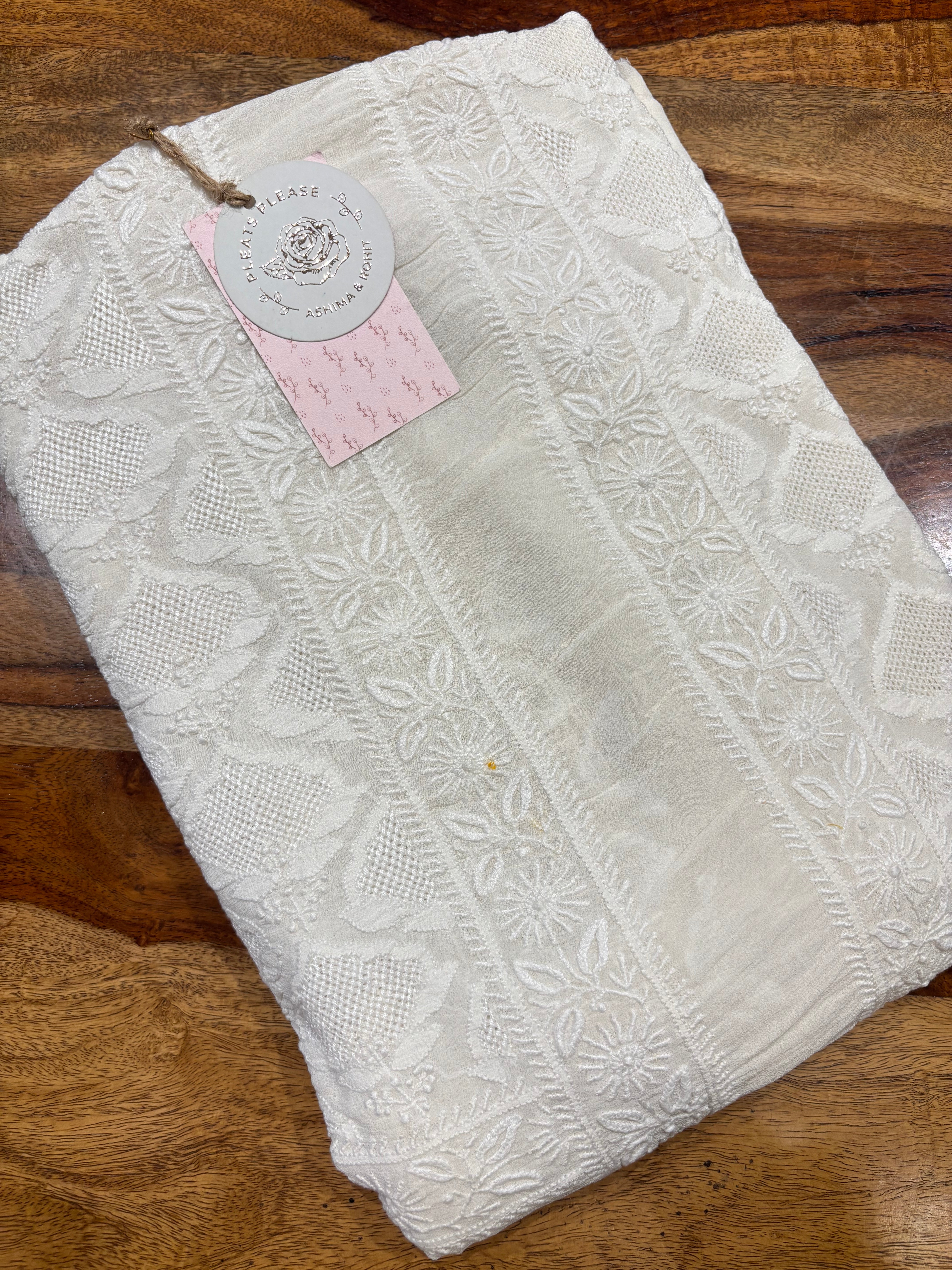 Dyeable Pure & Premium  Georgette Chikankari Men's Sherwani
