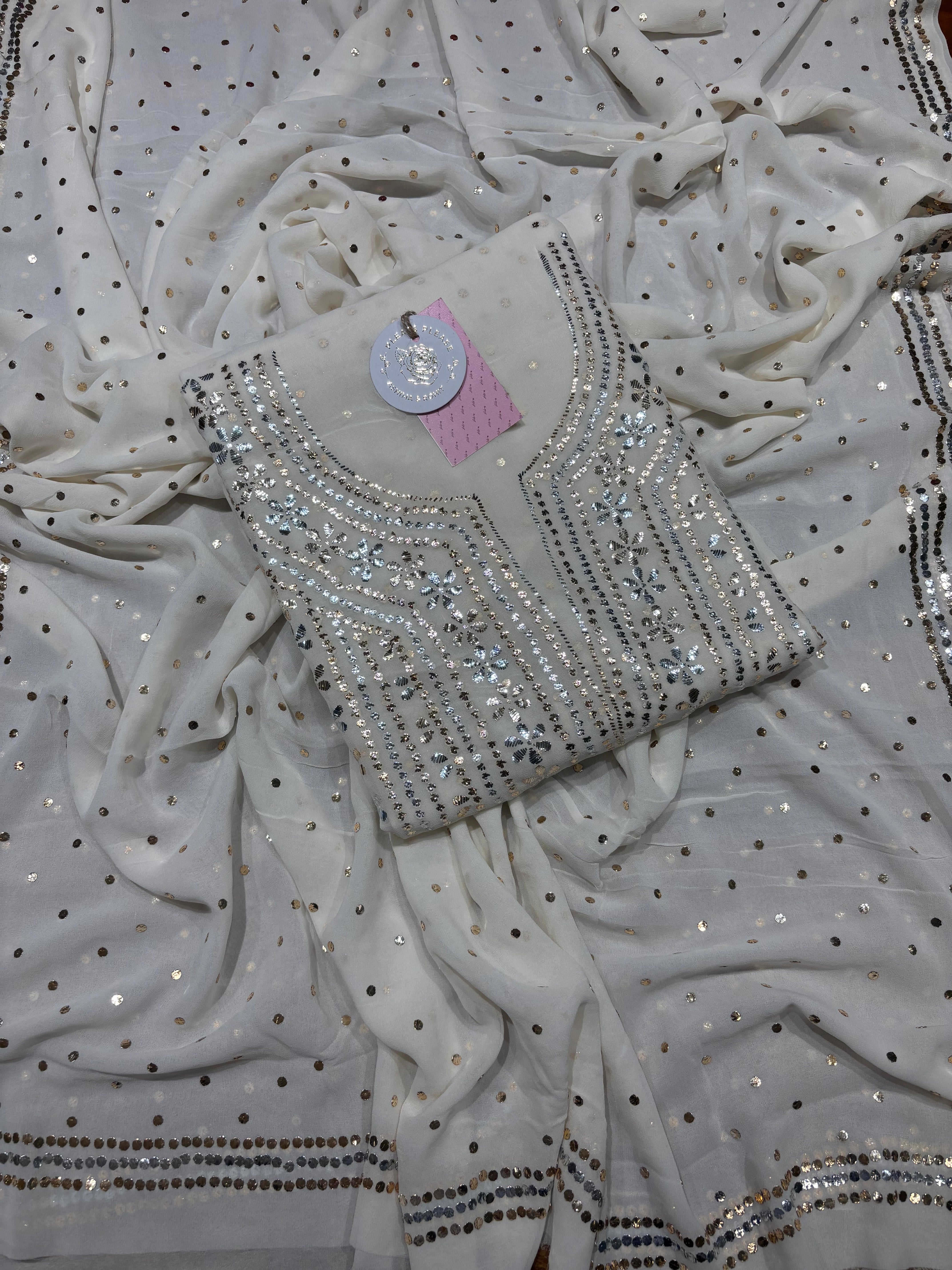 Dyeable Pure and Premium Mukaish Kurta and Dupatta Set