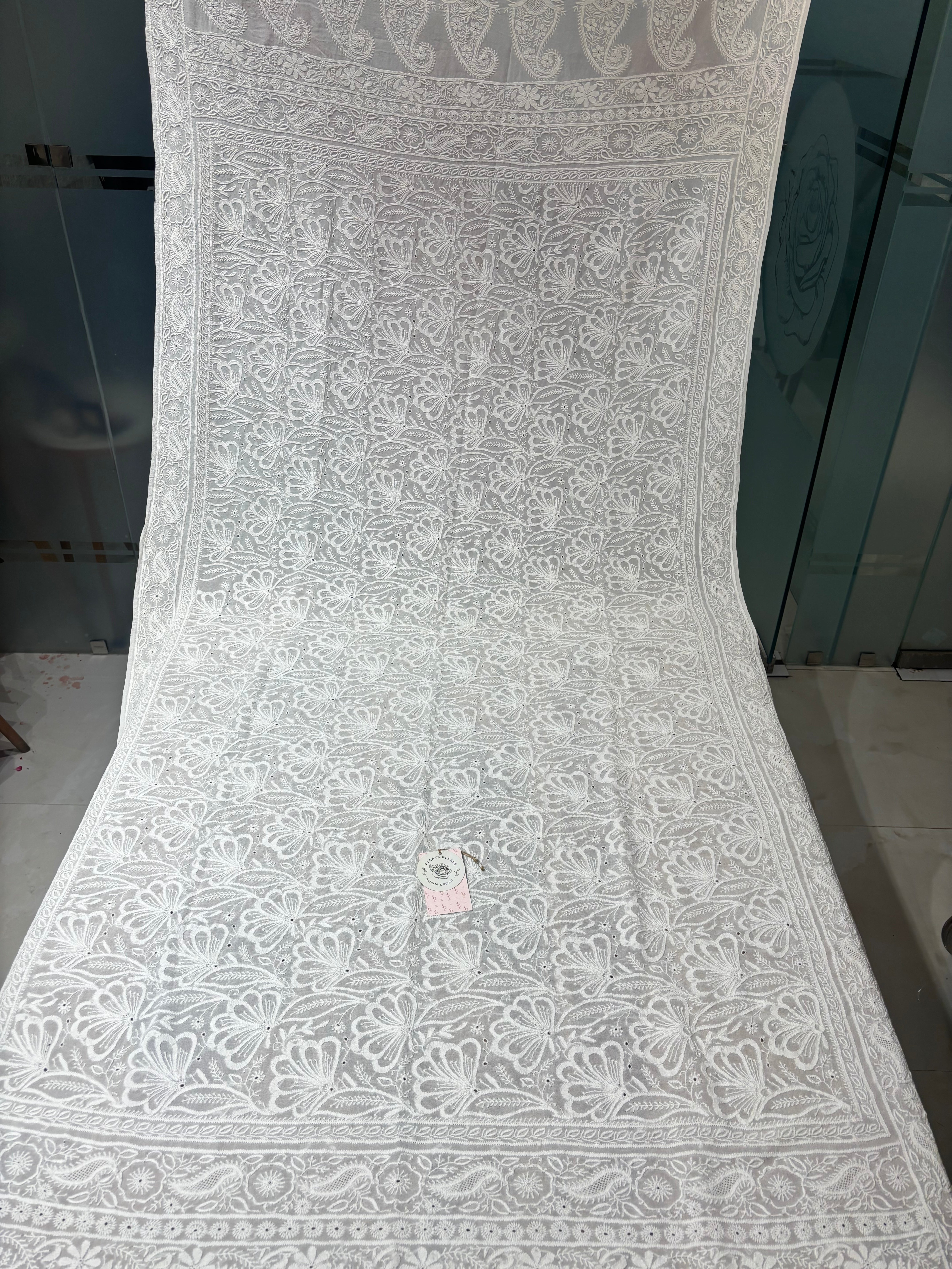 Dyeable Pure & Premium Georgette Chikankari Dupatta