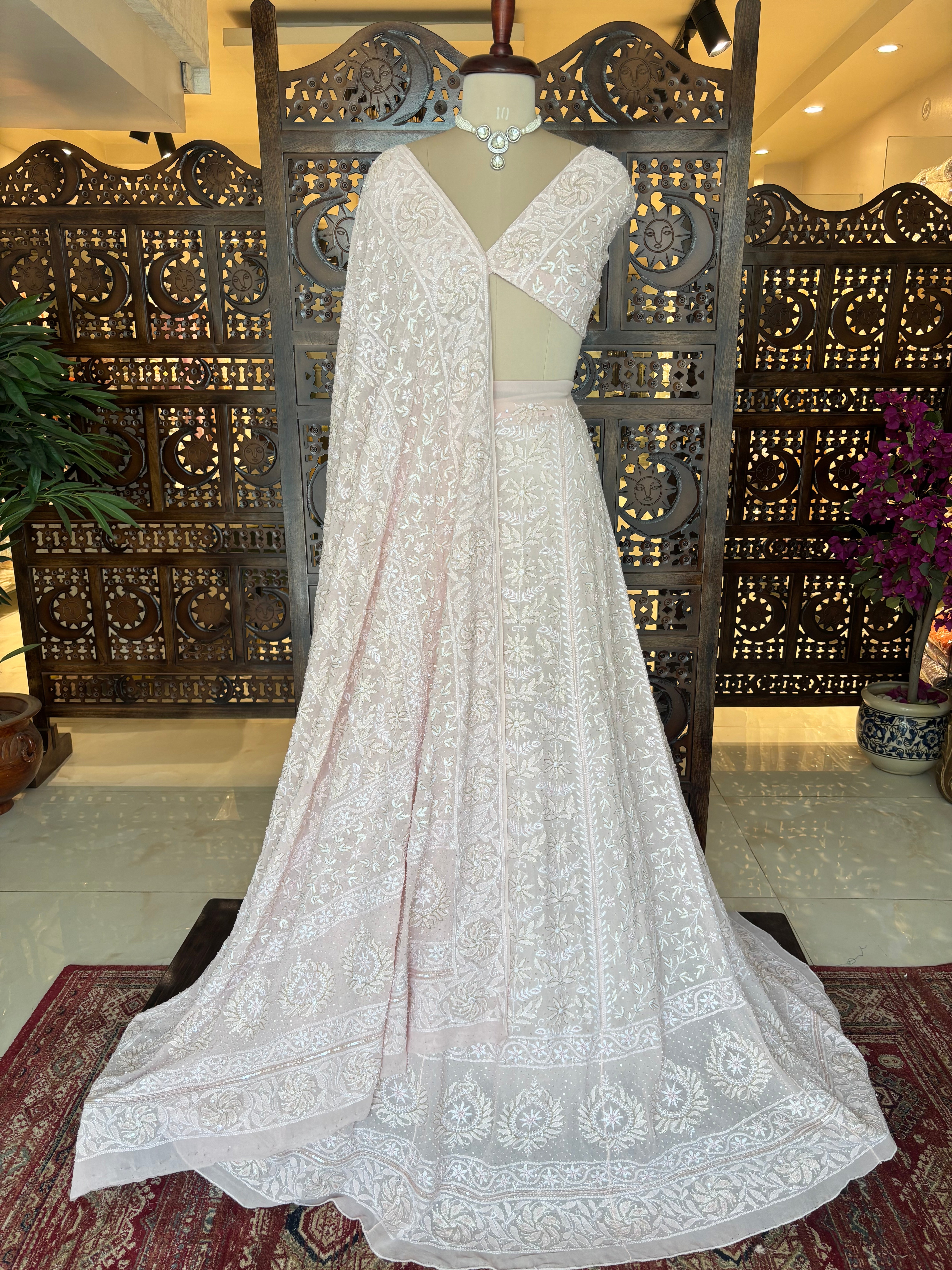 Blush Pink Pure & Premium Chikankari Lehenga