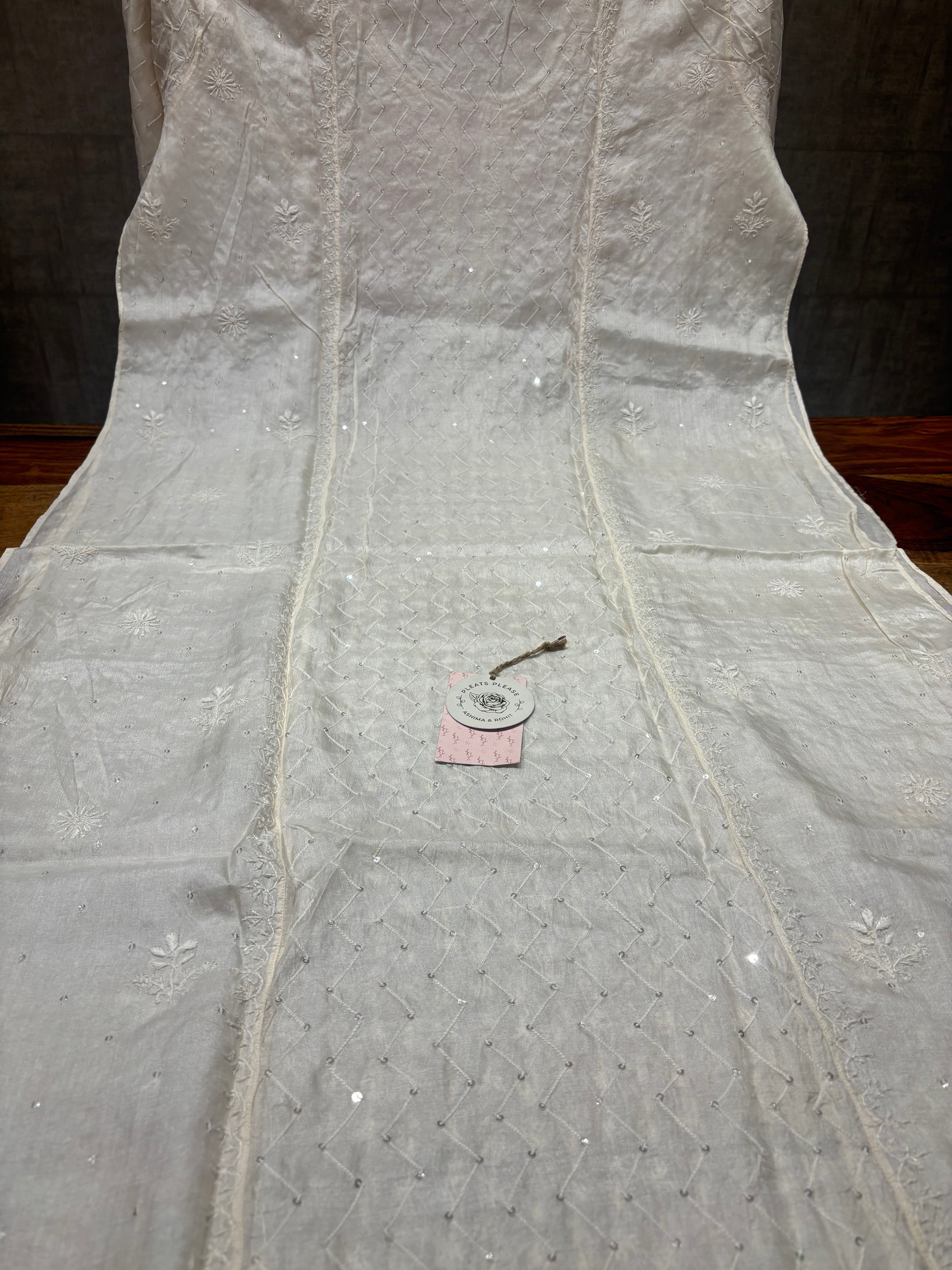 Dyeable Silk Chikankari kurta and Dupatta set