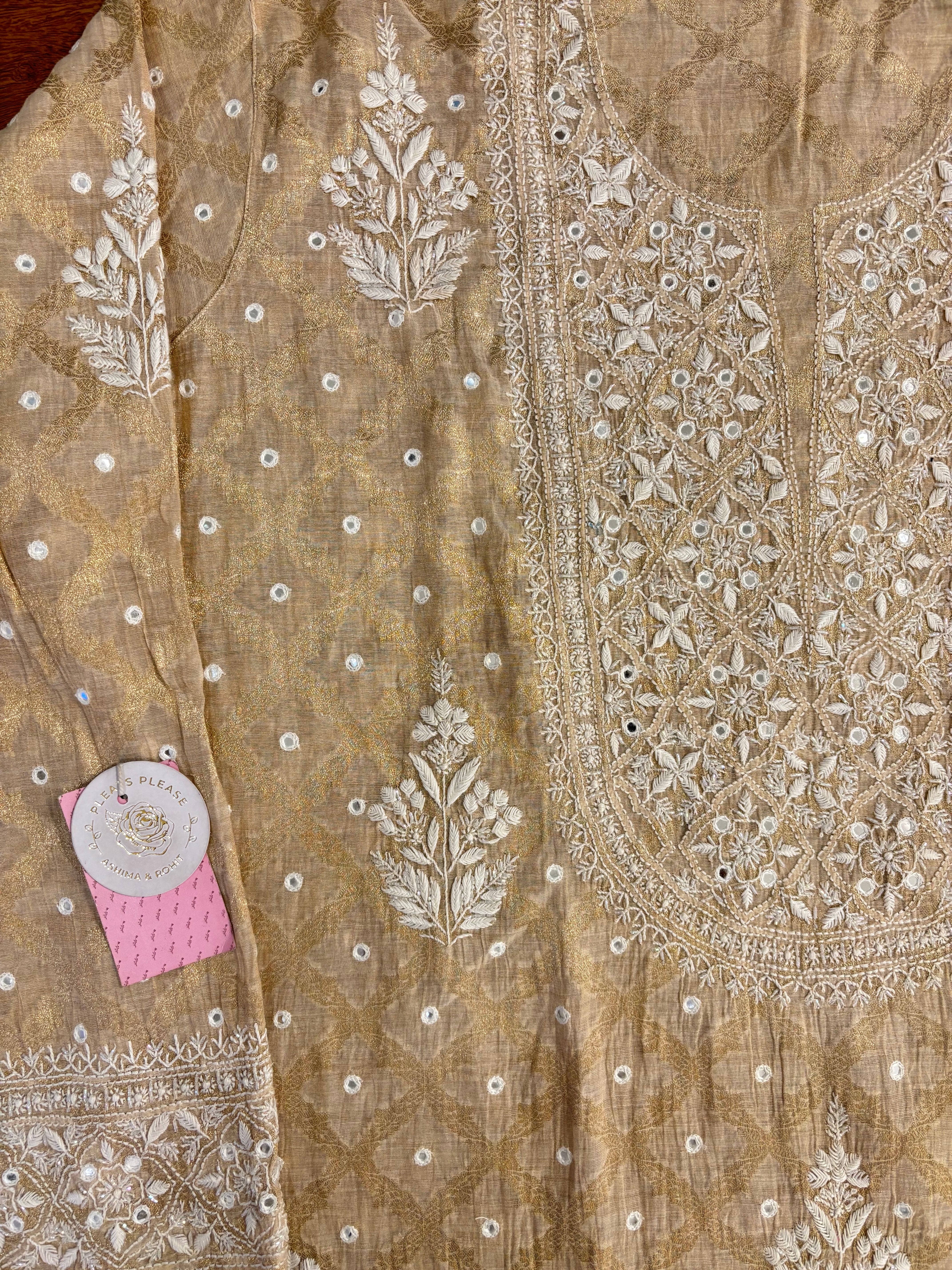 Dyeable Pure Tissue Chikankari Kurta & Dupatta