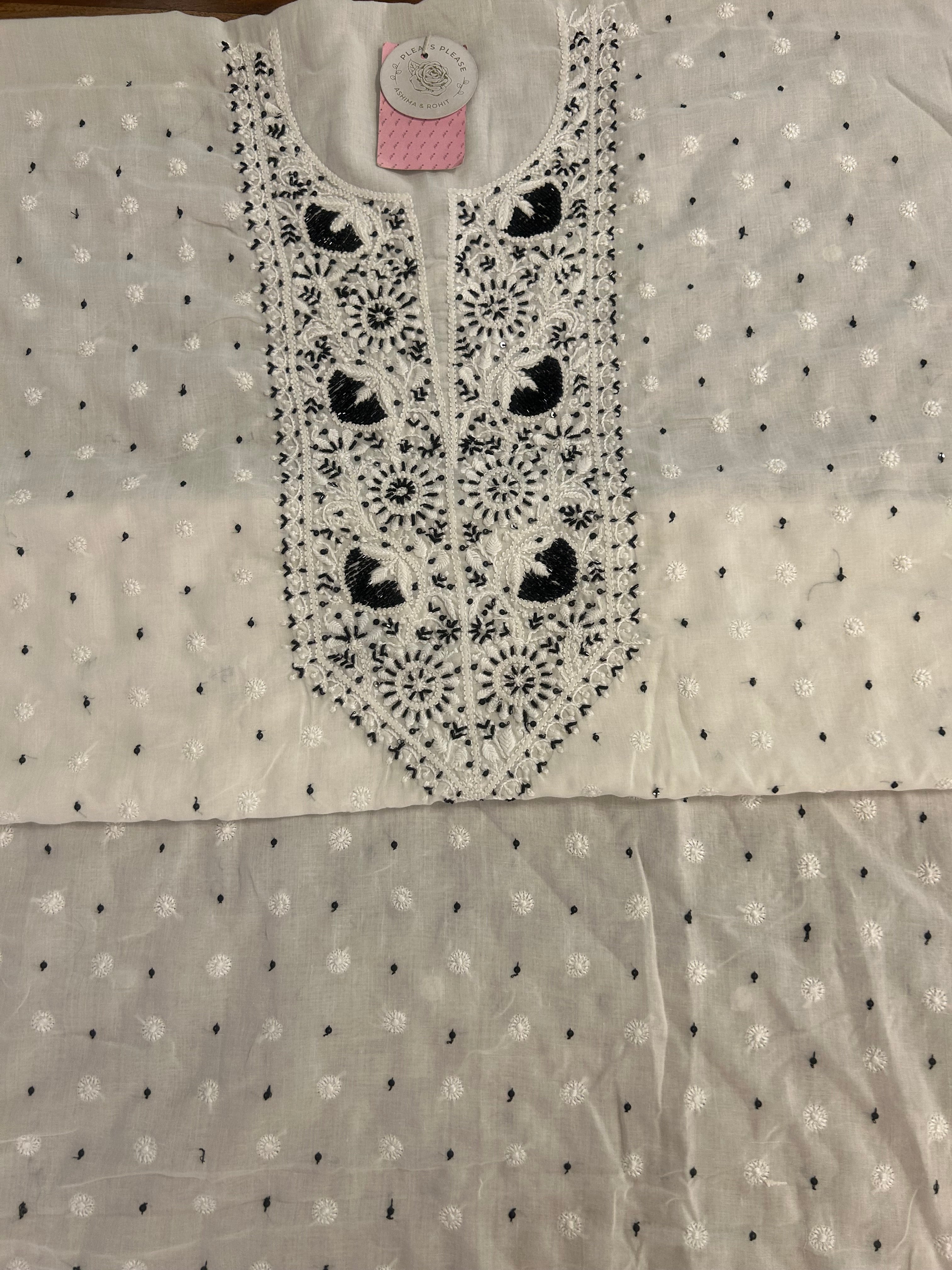 Dyeable White Mulmul Chikankari Kurta